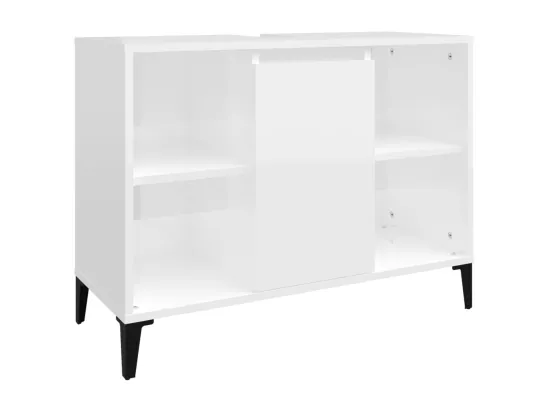 Meuble d'évier blanc brillant 80x33x60 cm bois d'ingénierie