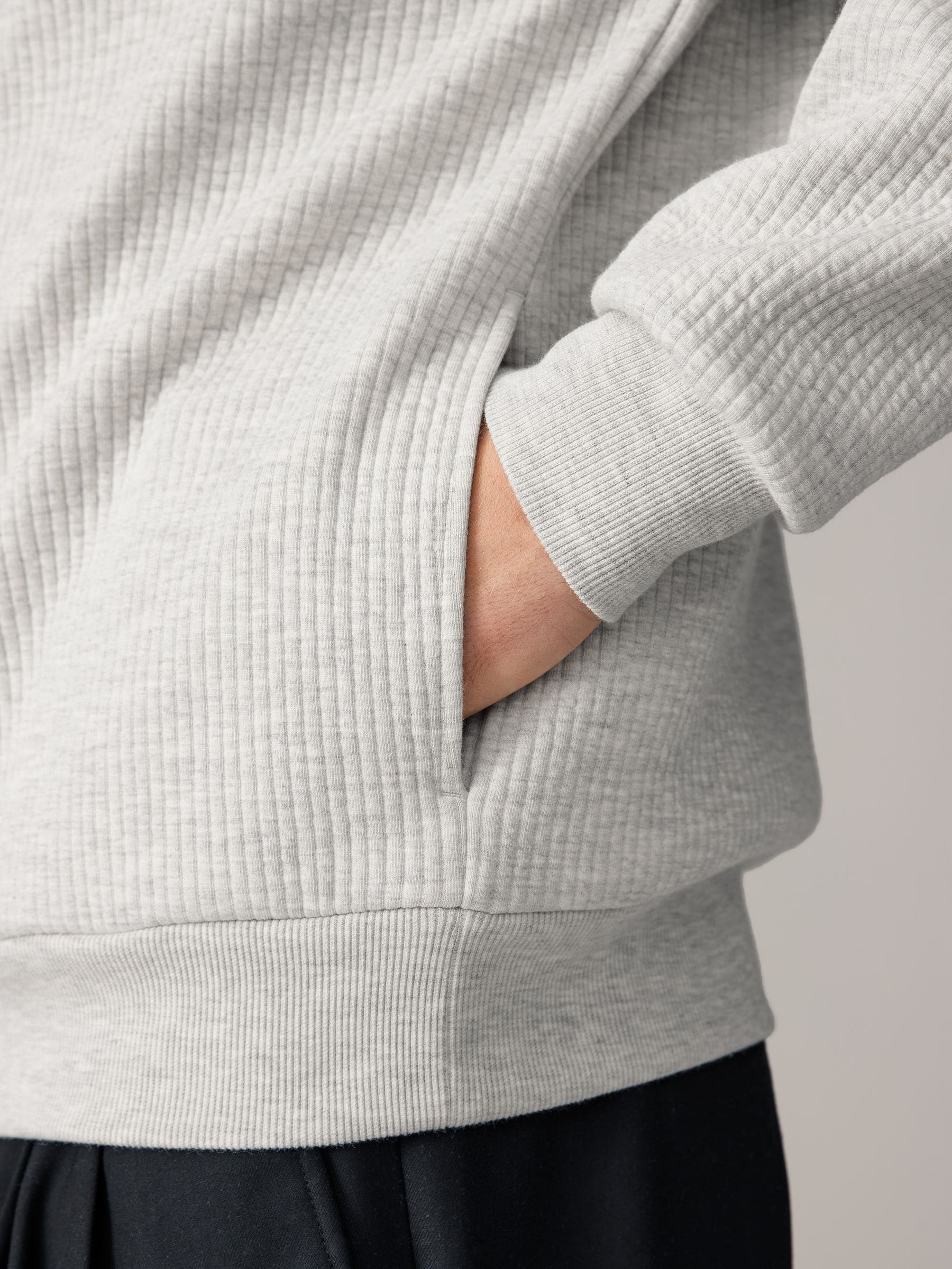 Grijs gemêleerd - Lineaire textuur hoodie