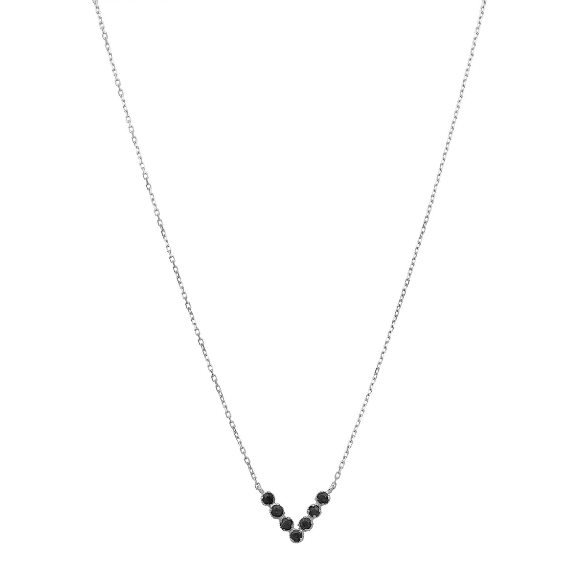 Collier Triangle En Argent Et Pierres Naturelles Spinelle Noire38 cm - Mediumcm