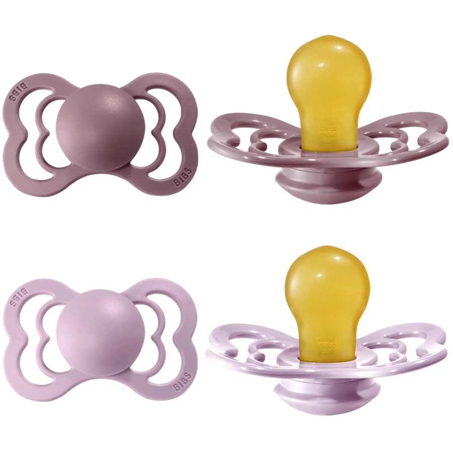 BIBS® Schnuller Supreme Dusky lilac  Heather Latex 6-36 Monate, 4 Stk.