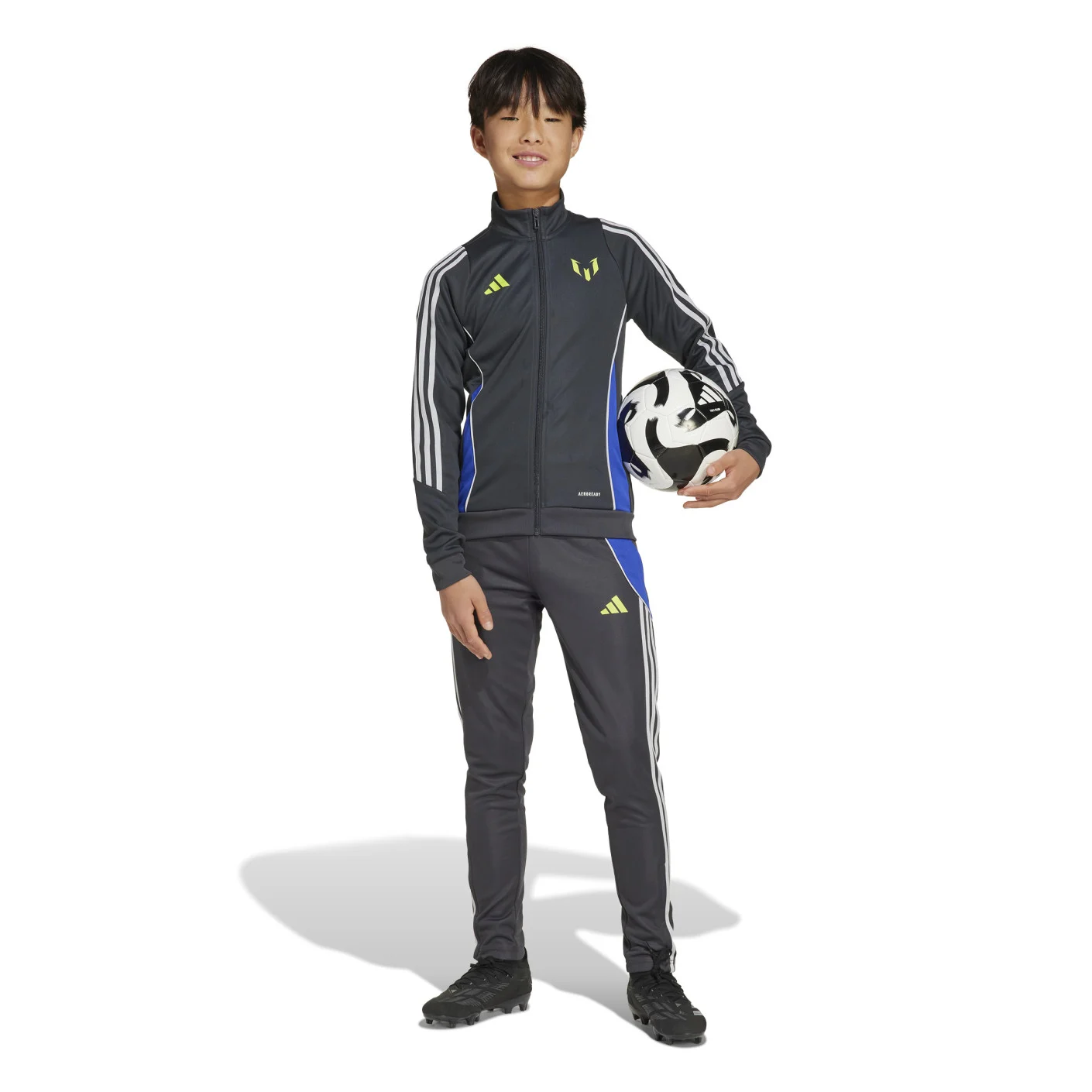 Adidas Messi Trainingsbroek Kids Donkergrijs Neongeel Blauw