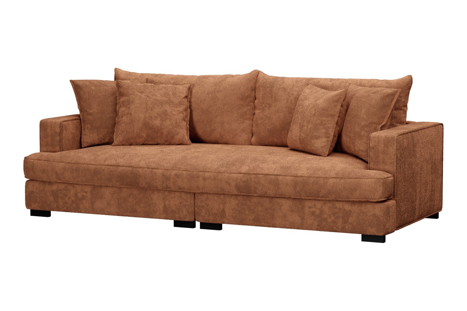 Rossi Lux 3-seter sofa (1 setepute) Tekstil Genesis 9 Deep Terra, arm A med sorte ben. Lux Komfort.