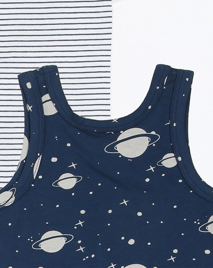 Träger-Body SPACE 3er-Pack in weiß/dunkelblau