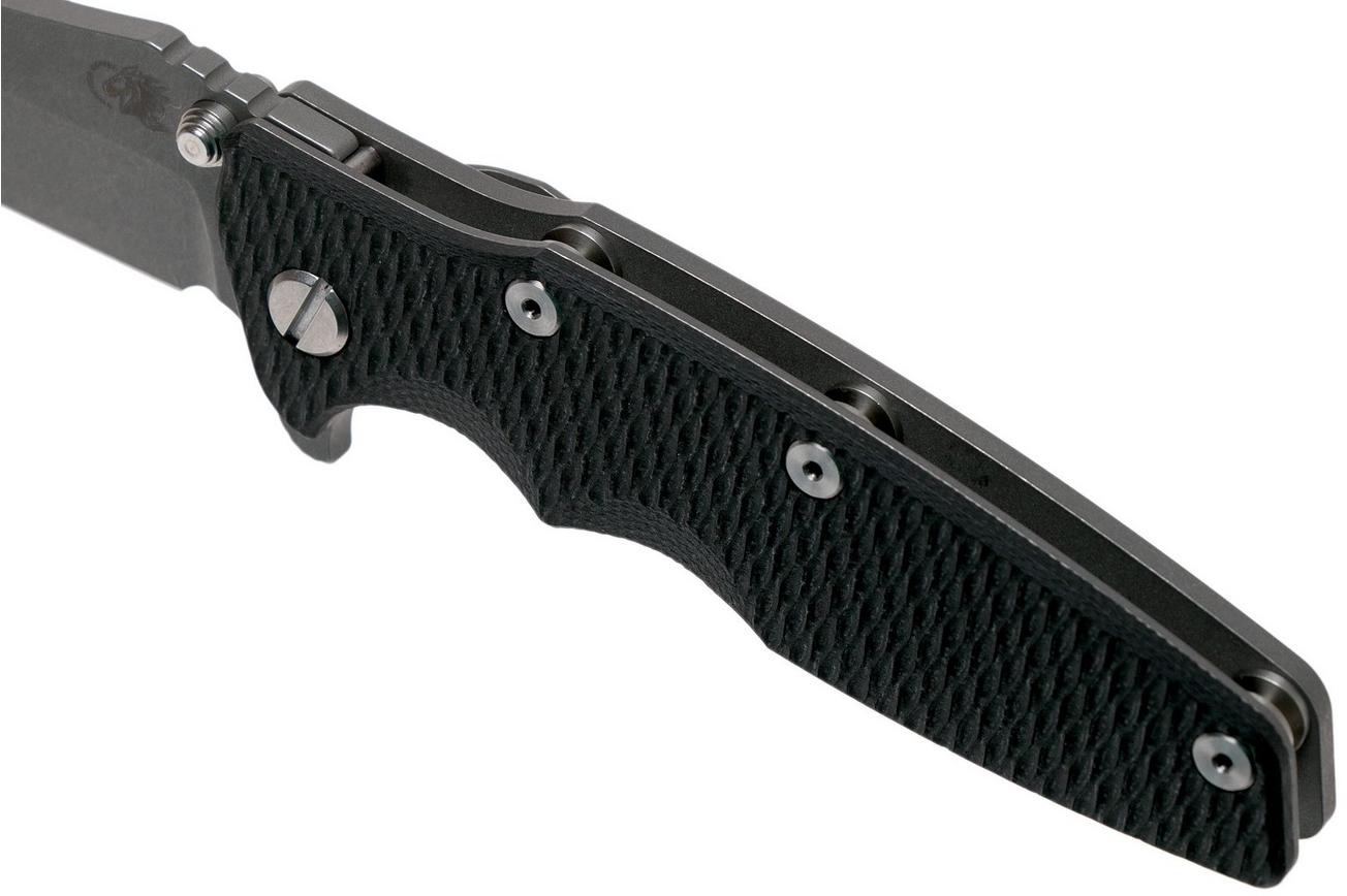 Rick Hinderer Eklipse 3.5” Tanto, CPM 20CV Working Finish, Black G10 zakmes