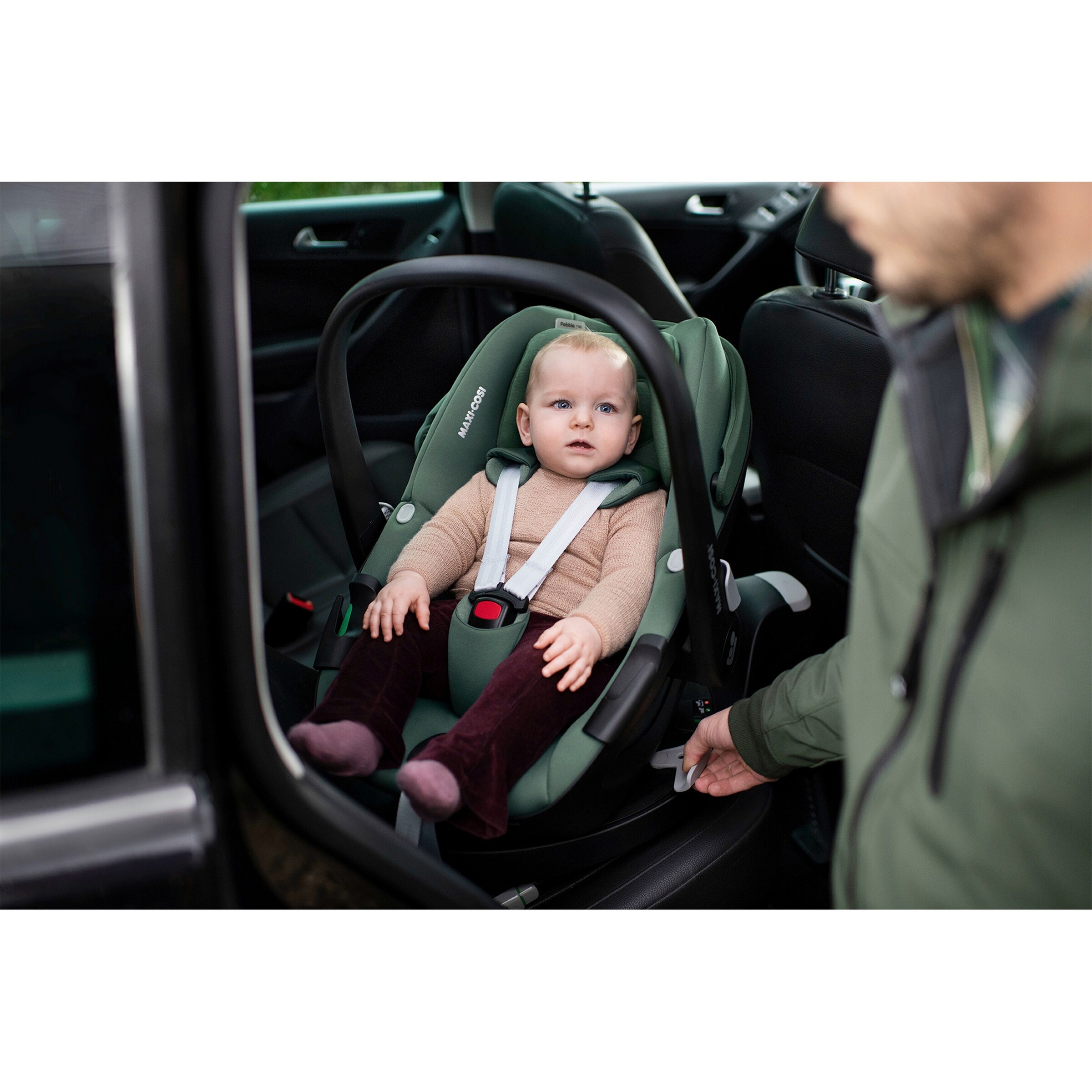 Maxi-Cosi Babyschale Pebble 360 inkl. Kindersitz Pearl 360 und Isofix-Basis FamilyFix 360 essential green