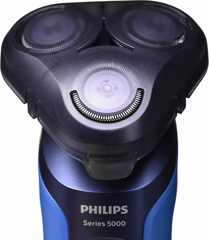 Shaver Series 5000 Elektrischer Scherkopf Haarschneider Bart Trimmer Akku Rasierer Wet & Dry mit 2 Aufsätzen (S5466/17) - Blau