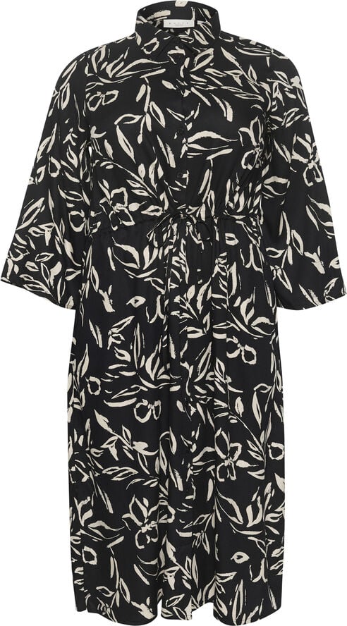 Kaffe Curve KCflora Shirt Dress Black/sand painted flower