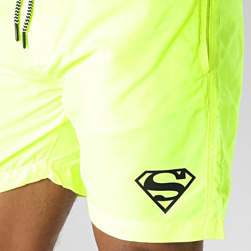 Short De Bain Logo Jaune Fluo Noir