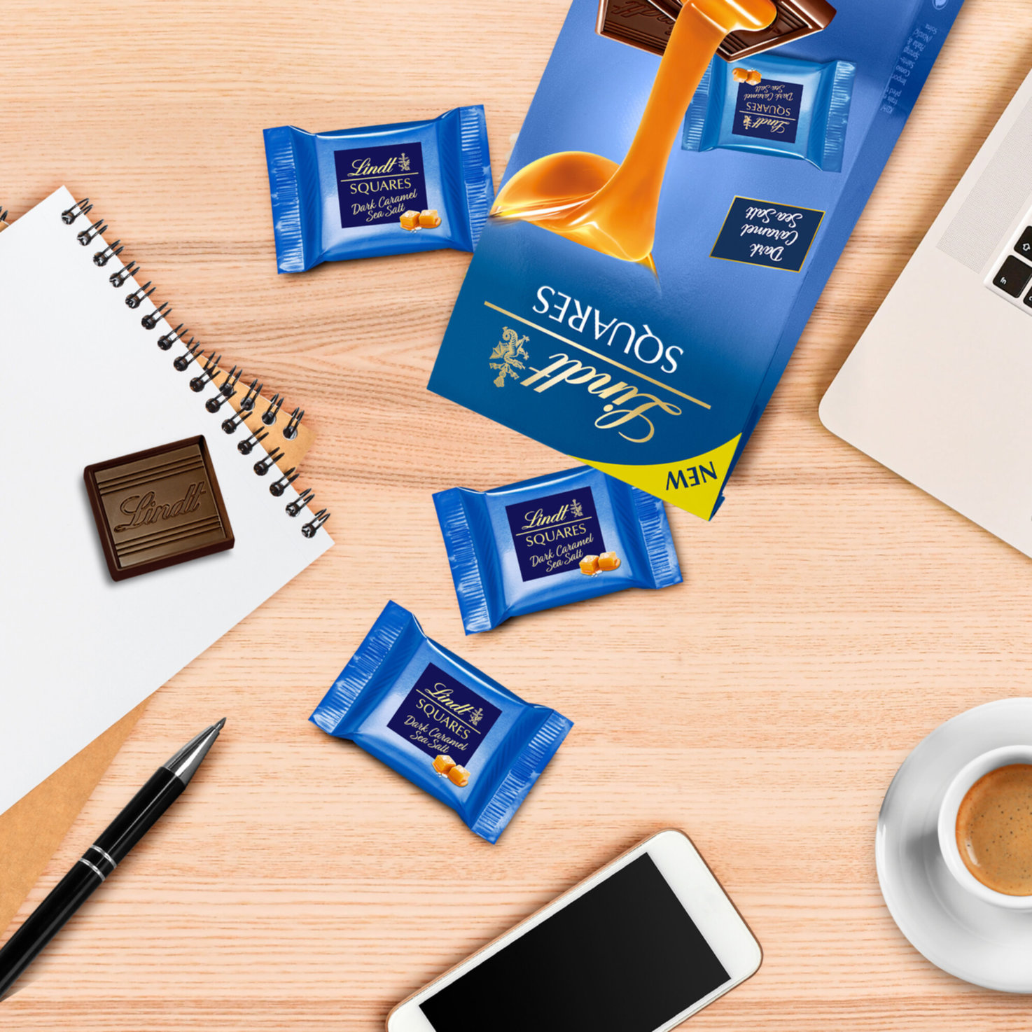 Lindt Squares Dark Caramel Sea Salt