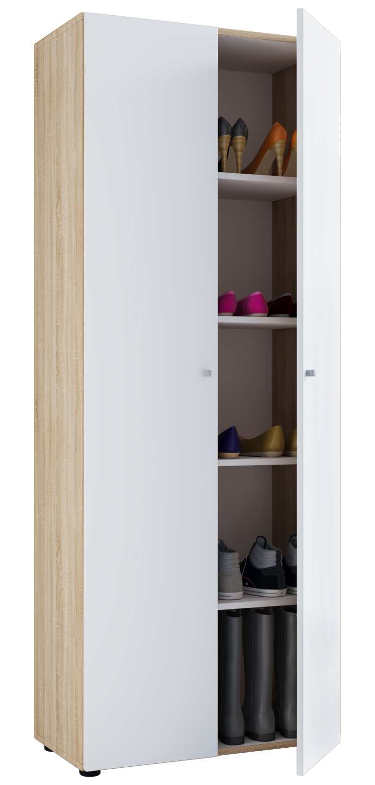 Schuhschrank - weiß - Sonoma Eiche - mit Türen - 71 cm breit