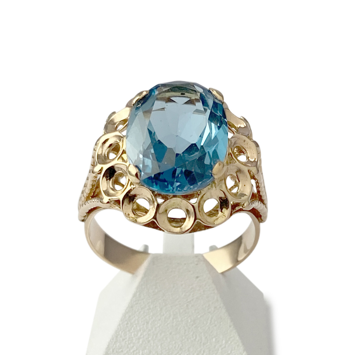 Bague d'occasion or 750 jaune topaze traitée London Blue