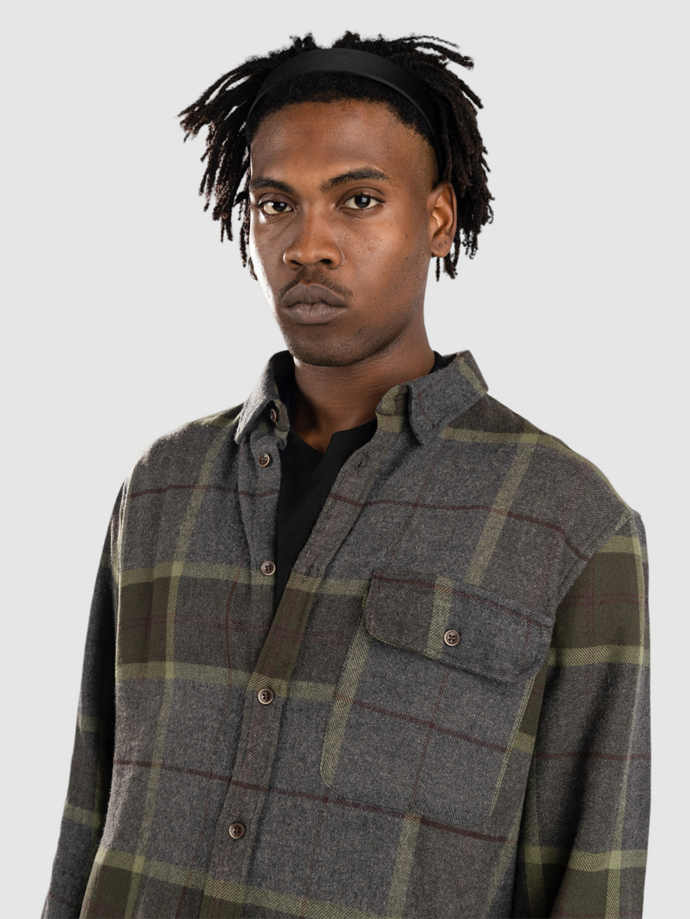 Anerkjendt Akleif Brushed Check Shirt dark grey mel