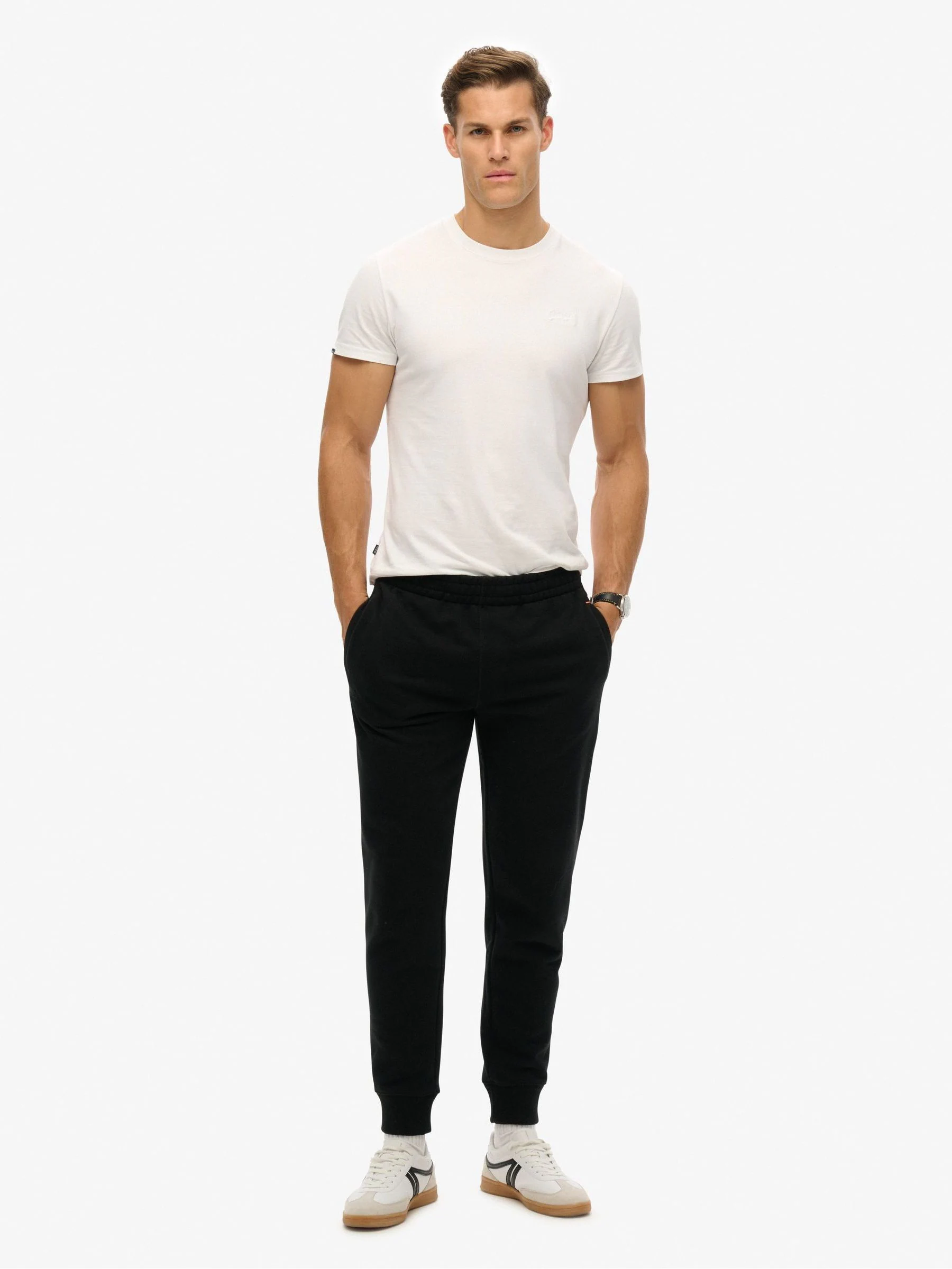 Zwart - Superdry Essential Logo Half Brushed Joggers