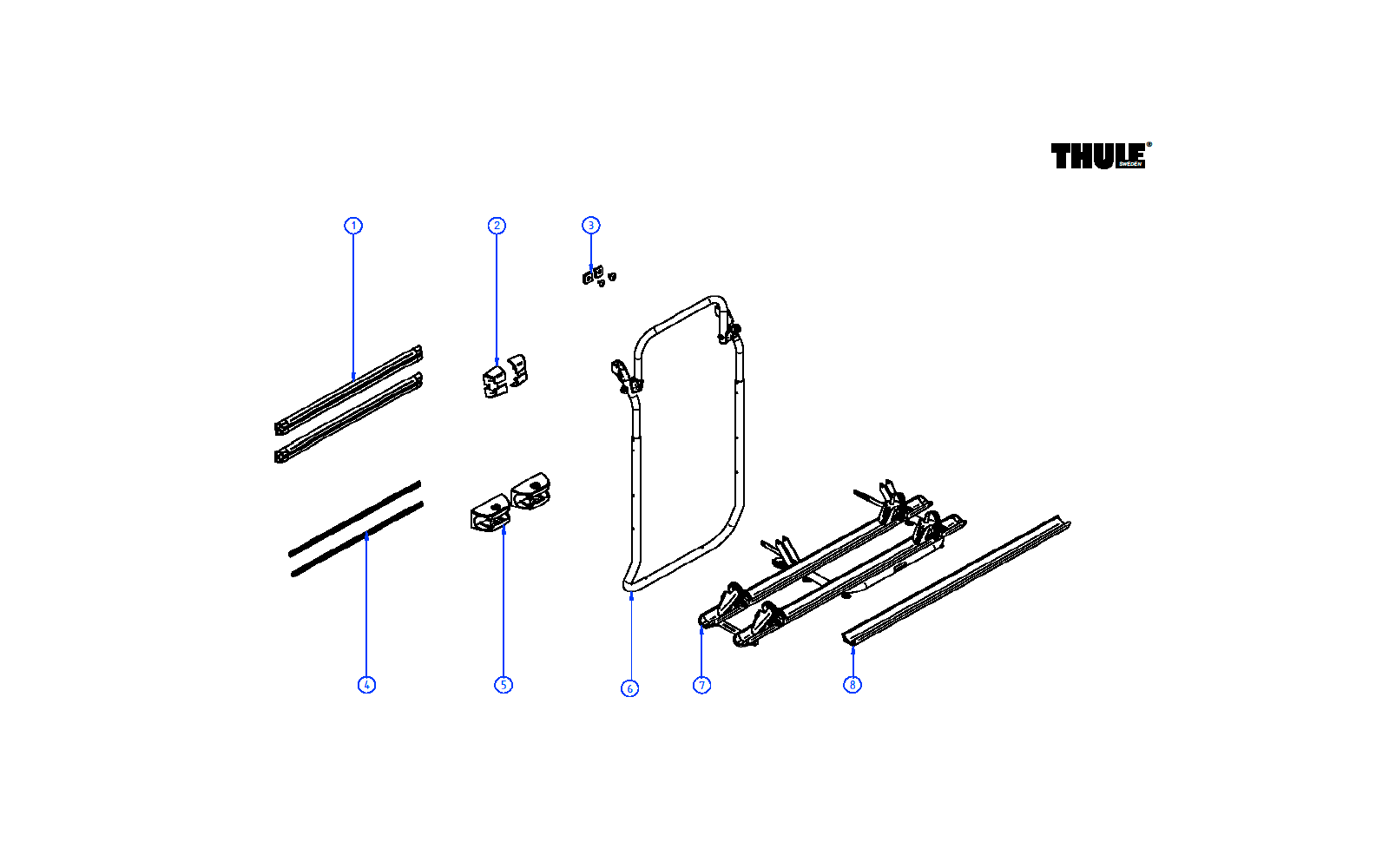 Thule Befestigungsschiene oben / unten schwarz für Fahrradträger Elite Van XT für Sprinter / Crafter bis 2017 - Thule Ersatzteilnummer 1500603528