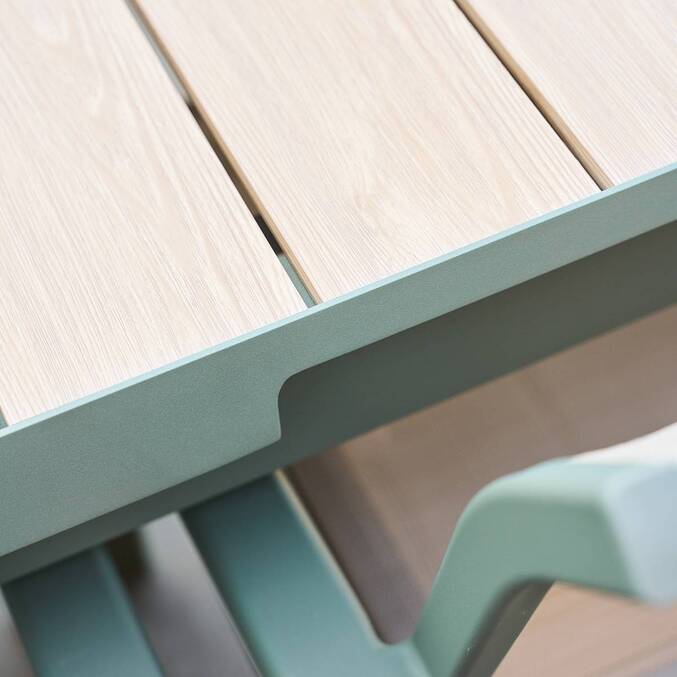 Table de jardin extensible rectangulaire EVASION Lin / Vert laurier