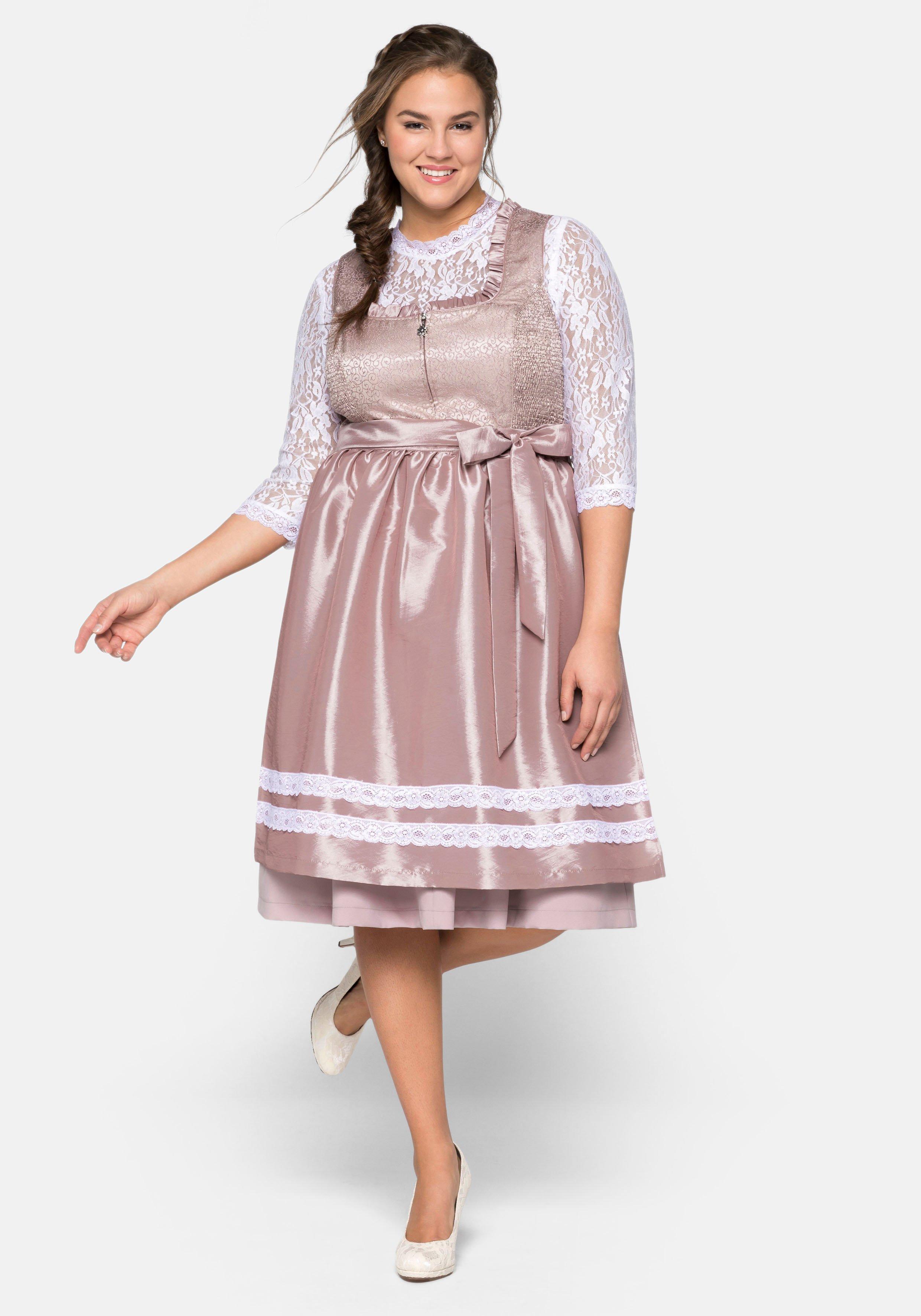 Dirndl 3-teilig mit Schürze und Spitzenbluse