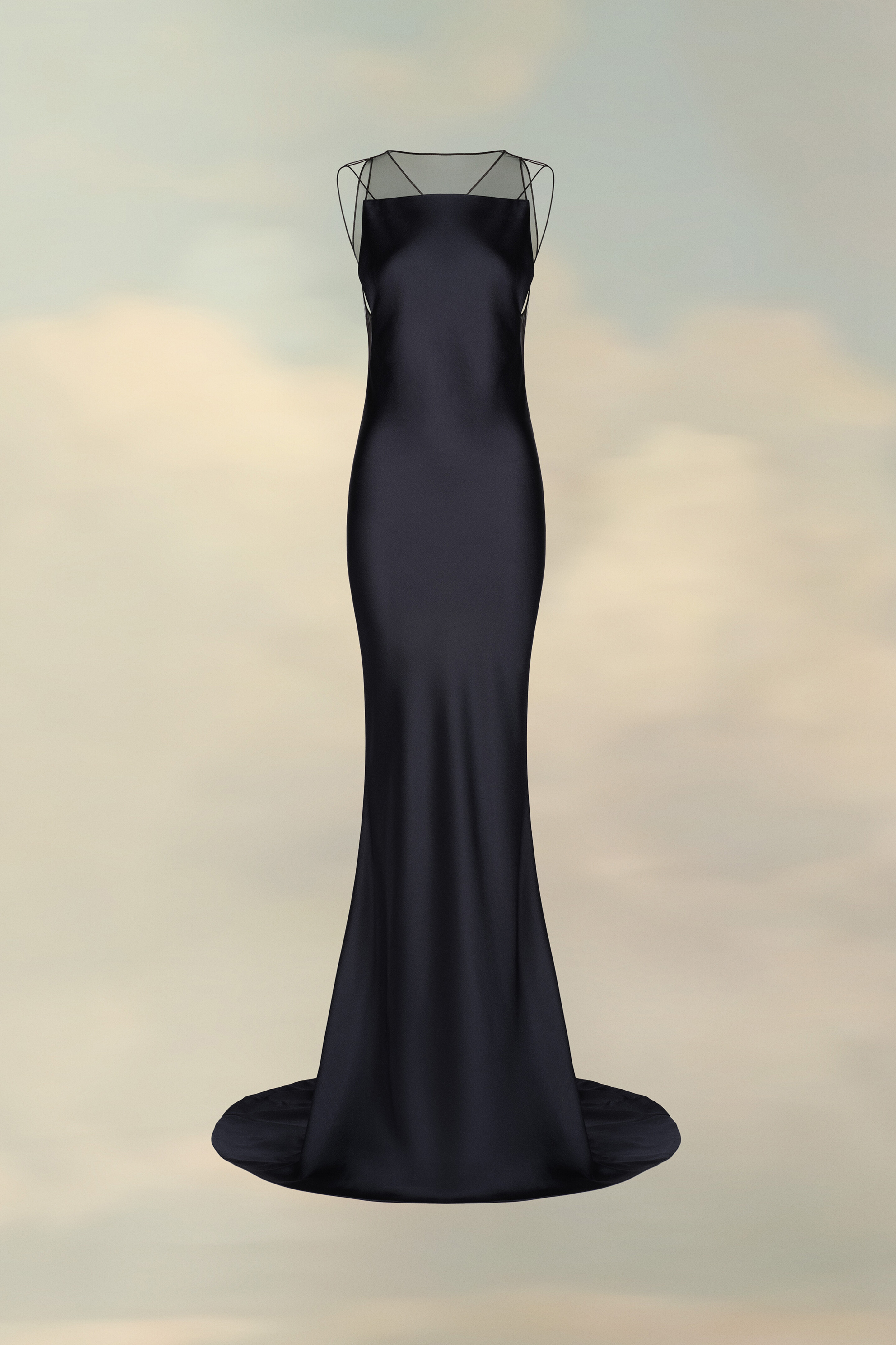 Robe en satin martelé Bleu Navy