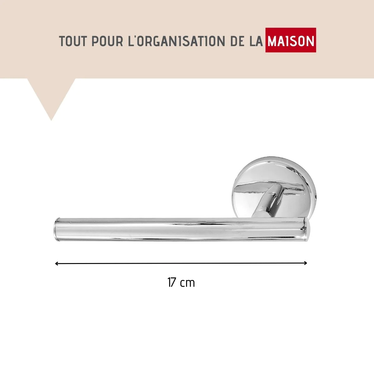 Support papier toilette mural gris chromé Vision Fackelmann