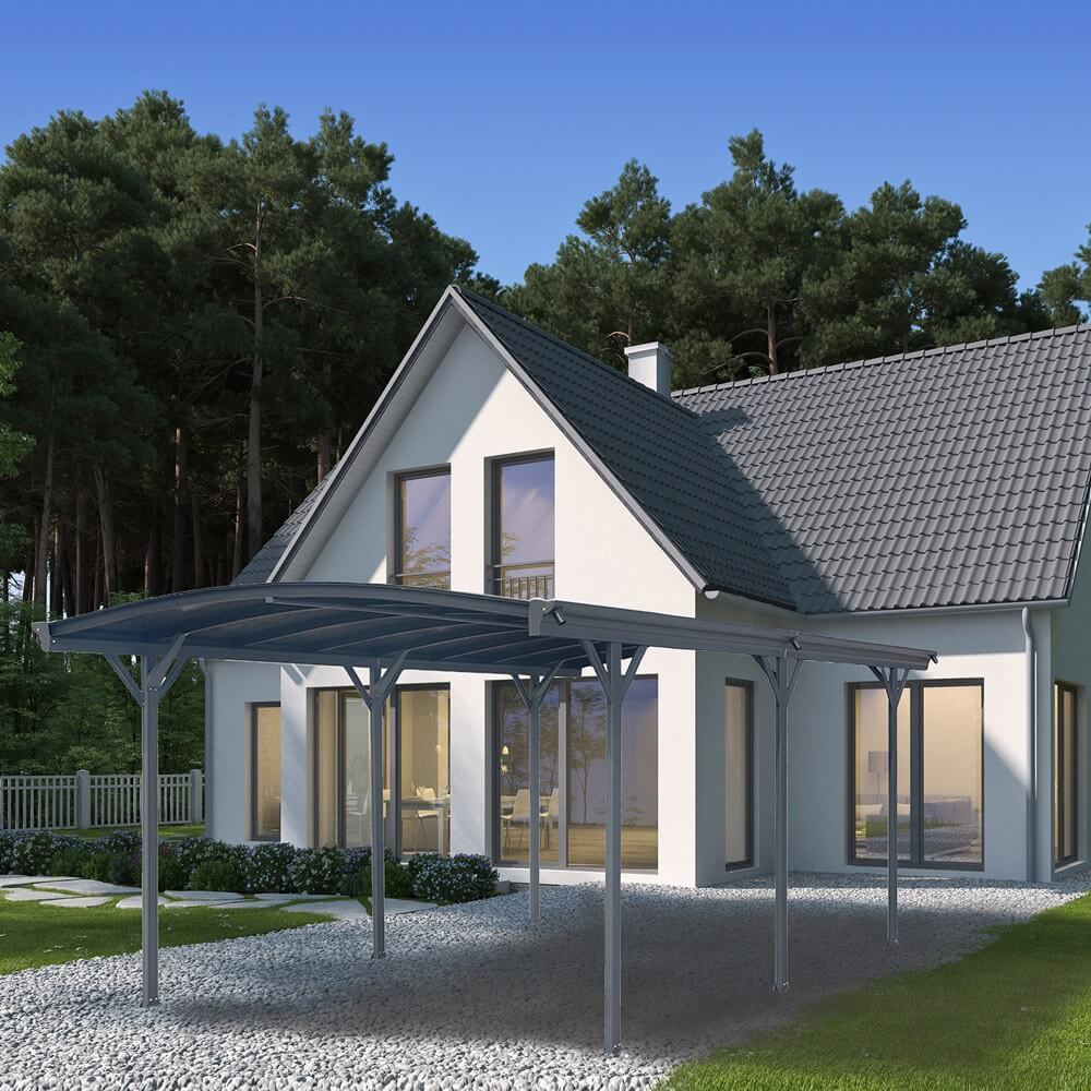 Home Deluxe - Design Carport - FALO, Antraciet - Afmetingen: 505 x 300 x 226 / 240 cm - incl. montagemateriaal | Carport, Garage, Overkapping