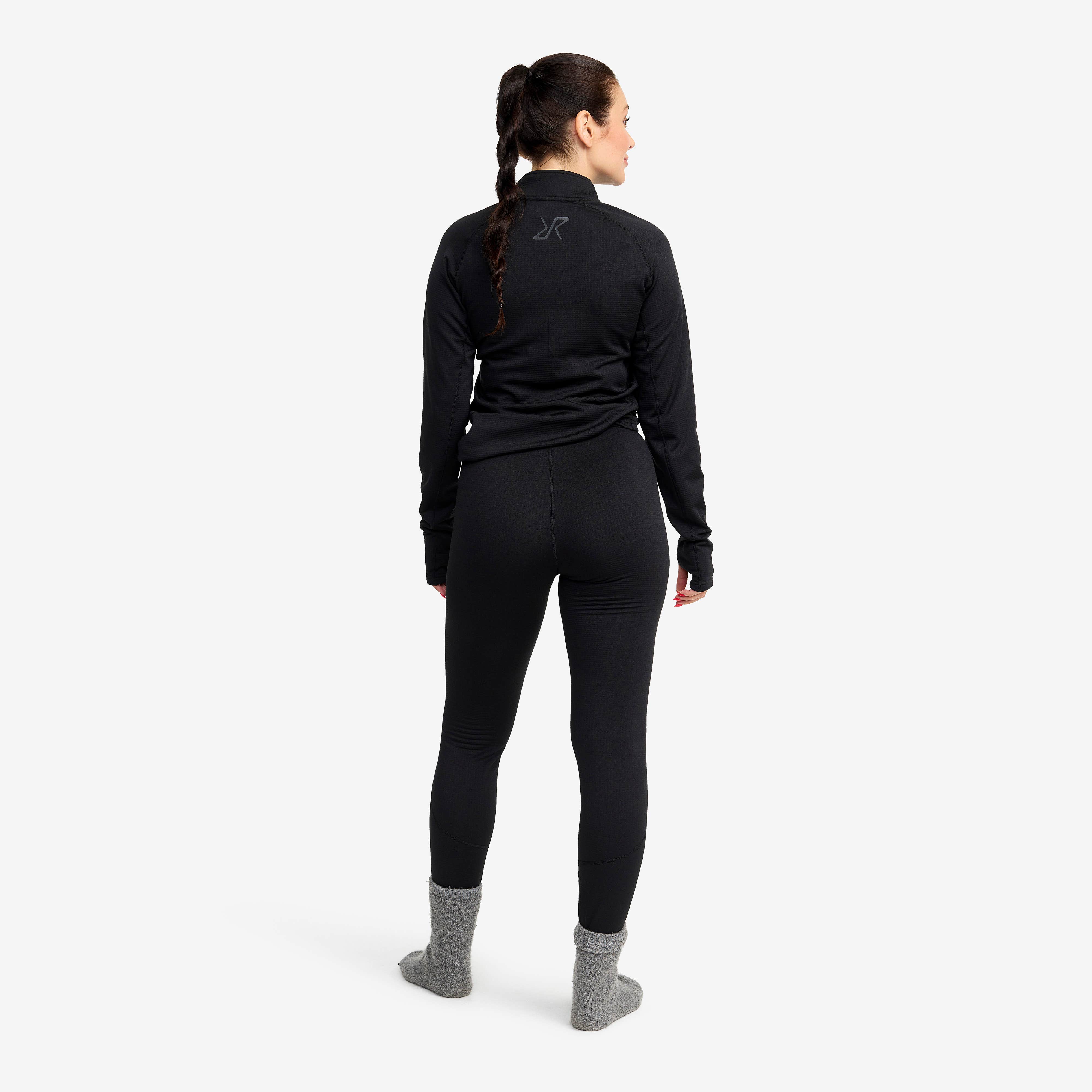 Waffle Half-zip Baselayer Top Dame Black