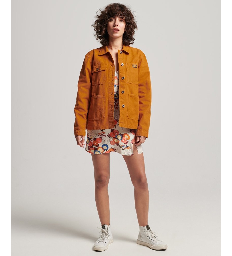 Jaqueta Superdry Vintage de Algodão Orgânico, Laranja e Marrom