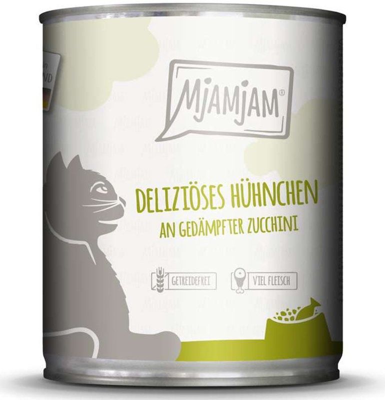 Mjamjam - Kip en Courgette - Natvoer - 800 g - Hoogwaardig Volledig Voer voor Katten
