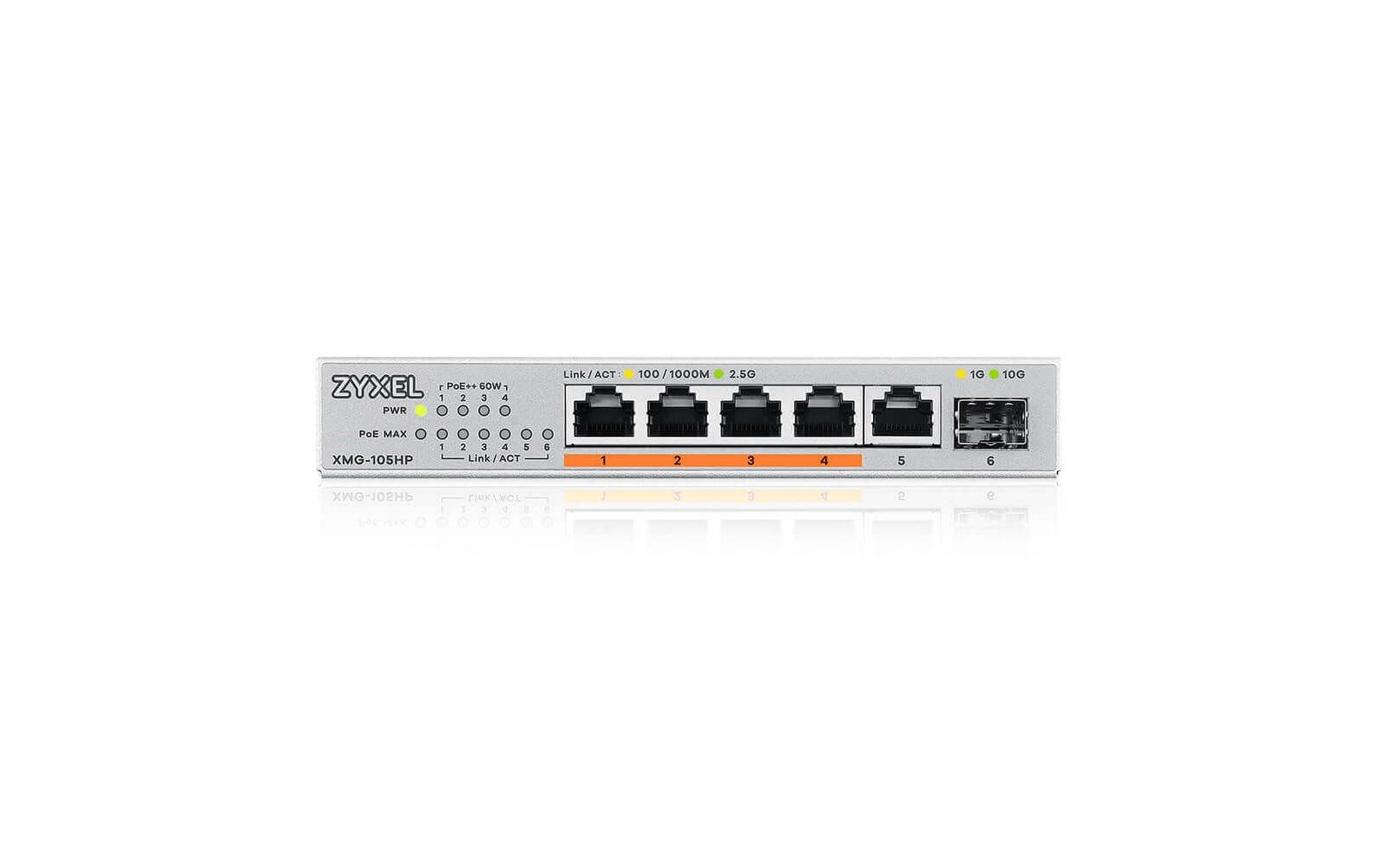 PoE++ Switch XMG-105HP 6 Port<br>Hochleistungs-2.5G Unmanaged Switch mit 10G Uplink – Effizienz für professionelle Netzwerkanforderungen