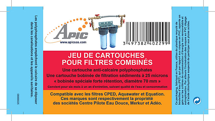Cartouche Apic 1x anticalcaire + 1 x 25 microns