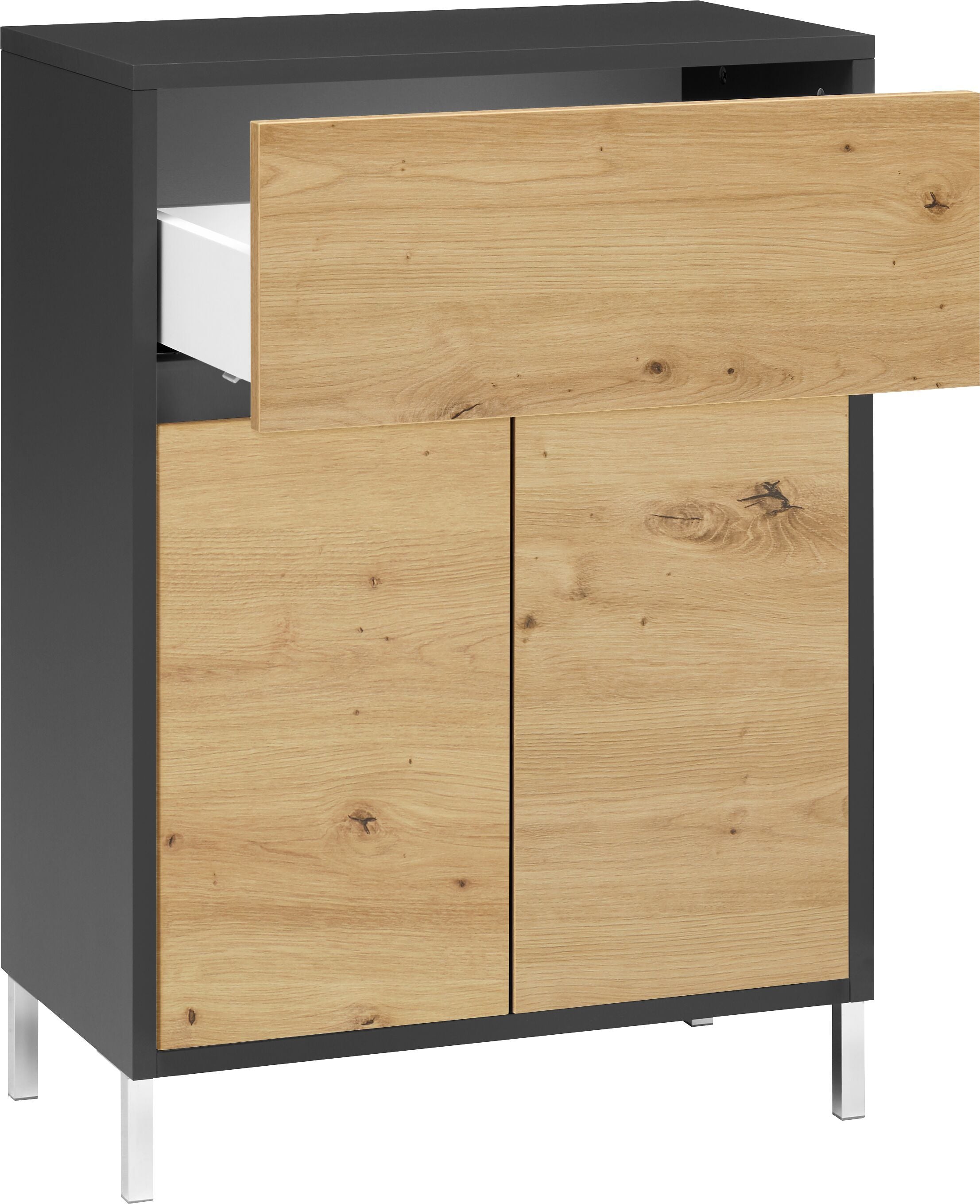 SIERRA Beistellmöbel - Anthrazit/Eiche / B: 60.0 cm x T: 35.0 cm x H: 84.3 cm