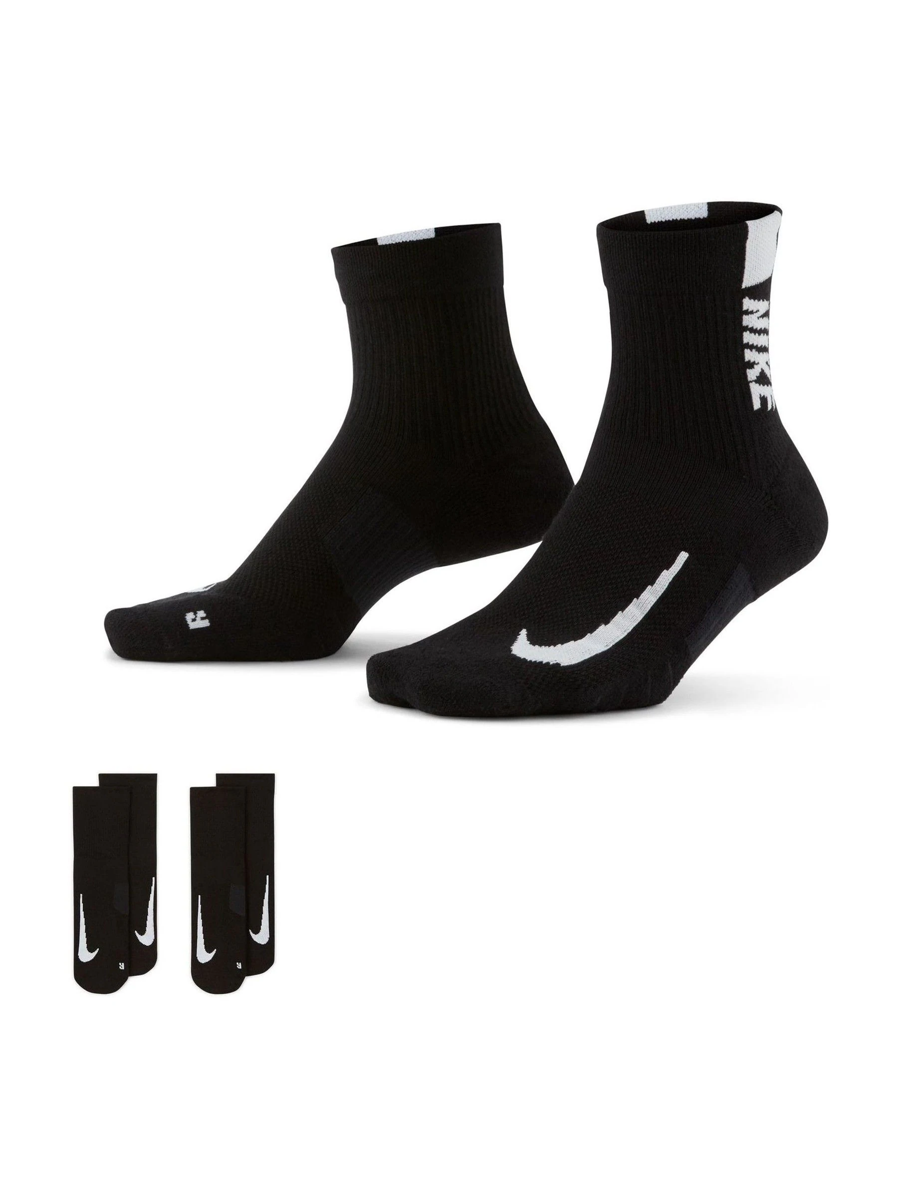 Zwart - Nike - Multiplier - 2 Paar enkellange hardloopsokken