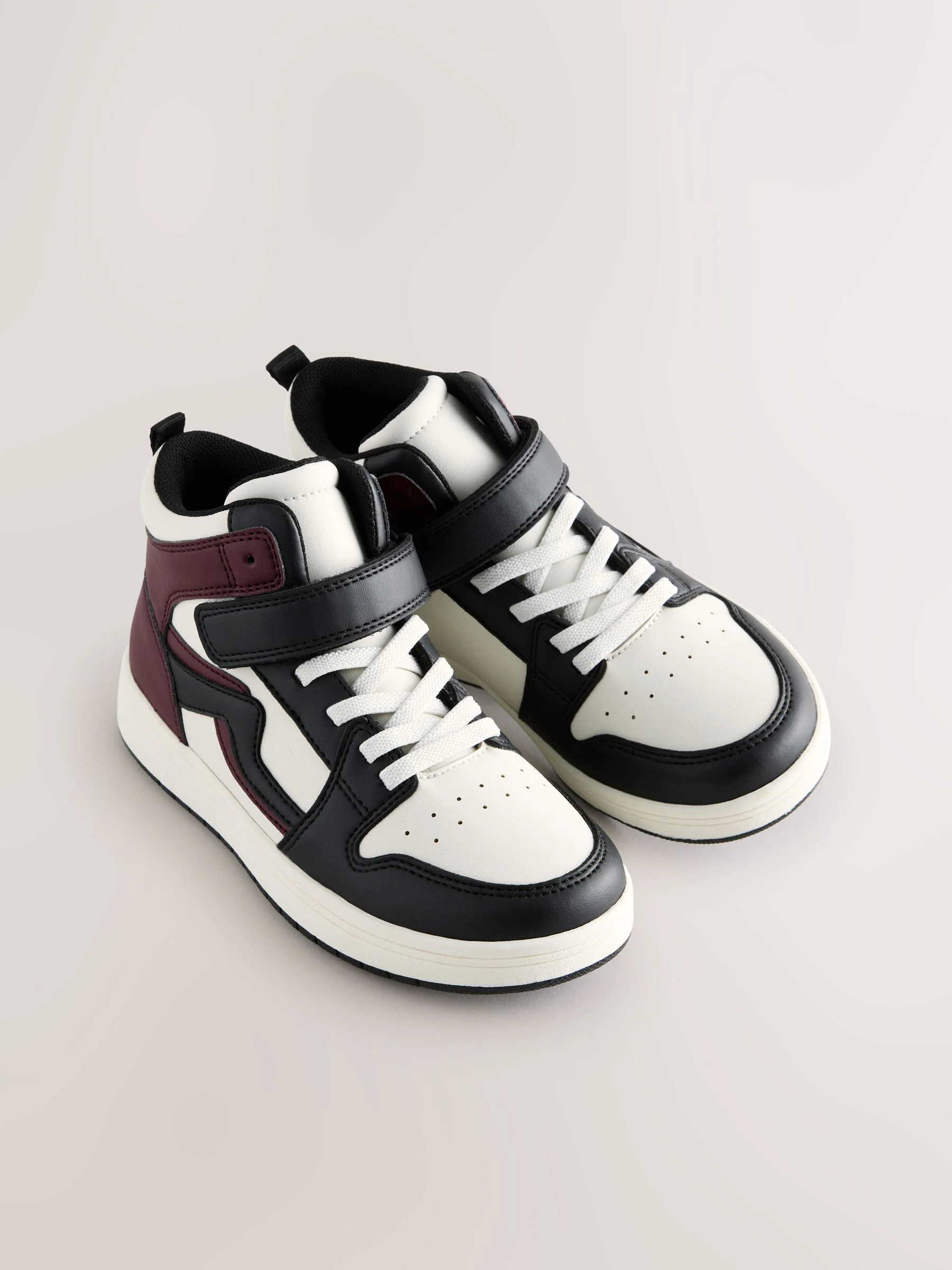 Zwart/bordeauxrood - Hoge sneakers met elastische veters