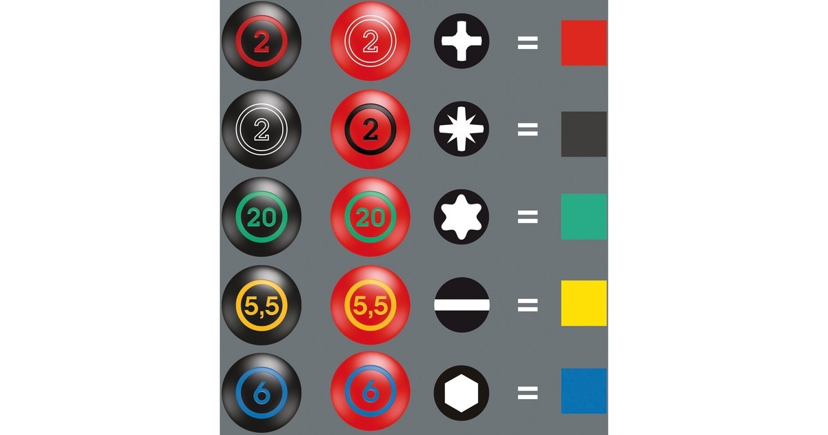 WeraKraftform/7 Heavy Metal 1, 7-delig schroevendraaier  (Rood/geel)