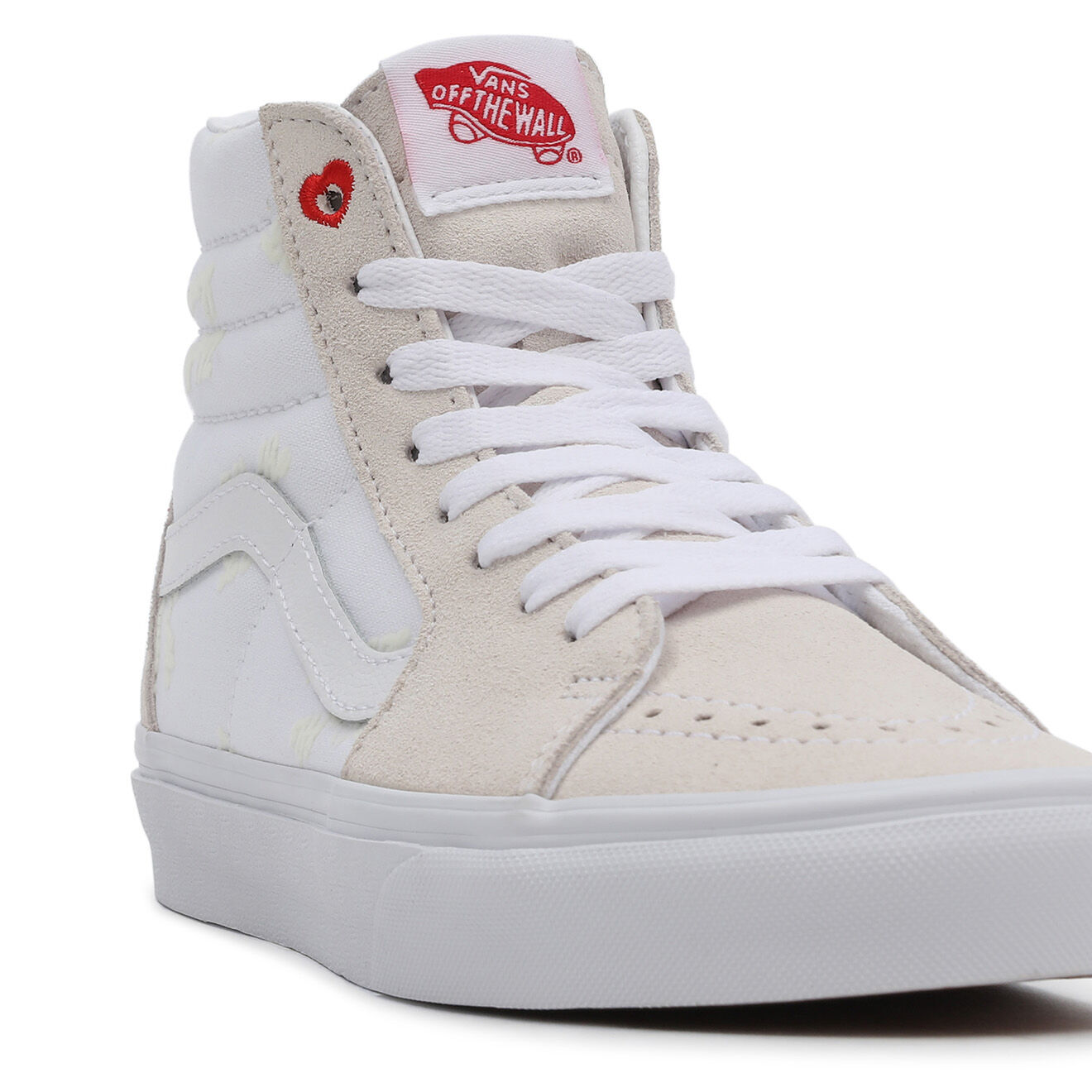 Vans Sneakers en Velours de Cuir & Textile SK8-Hi beige/blanc