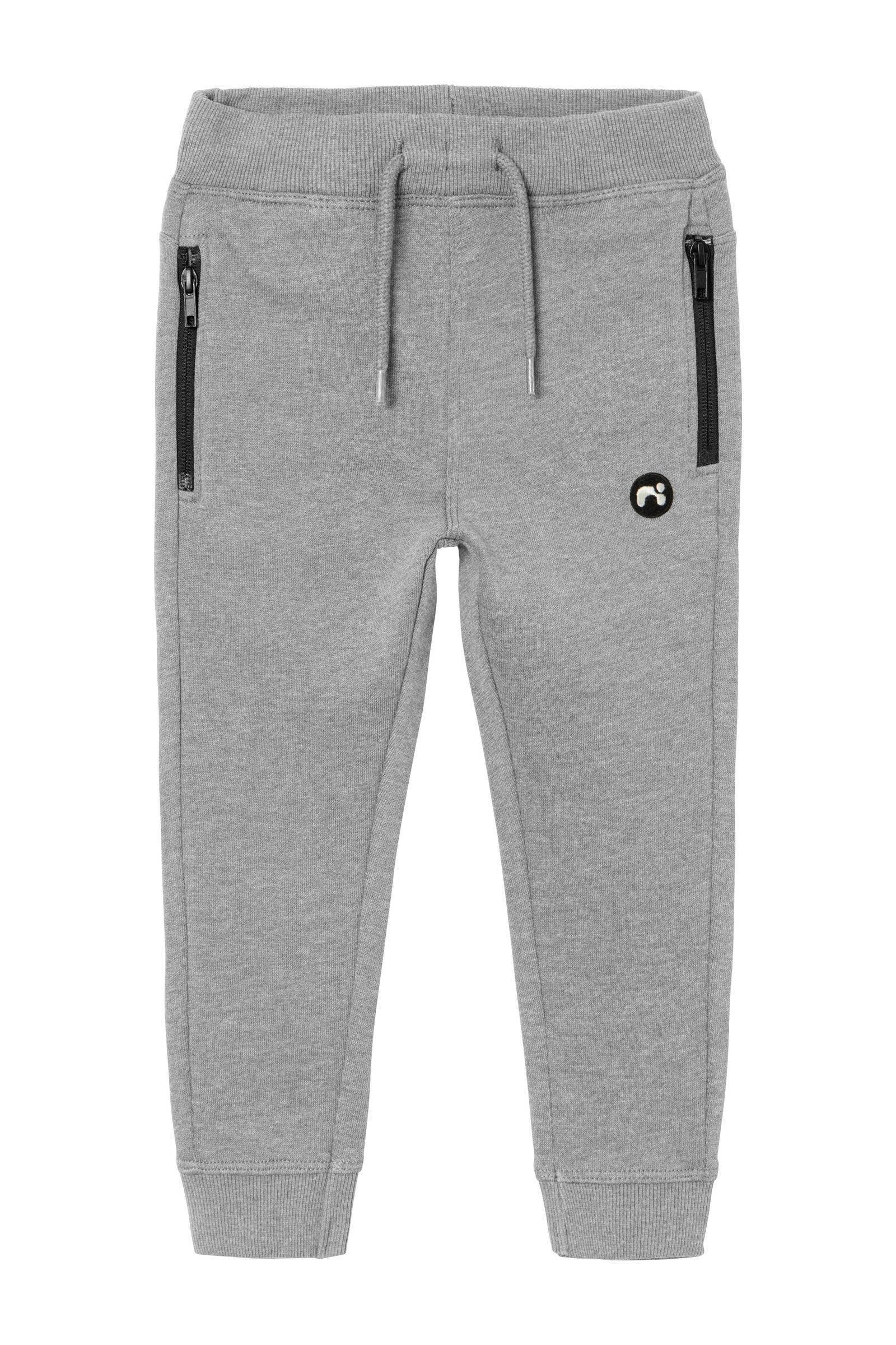 NAME IT slim fit joggingbroek NMMVIMO grijs melange