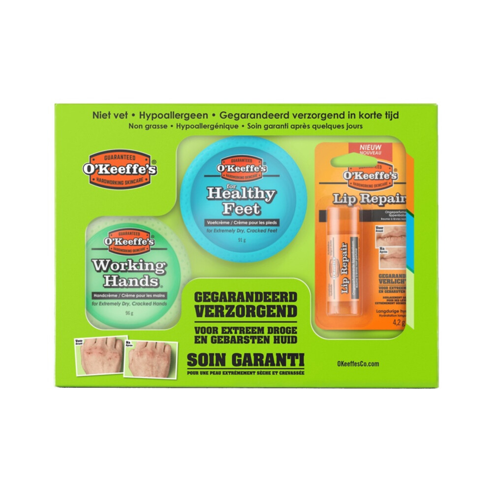 O'Keeffe's Skin Care Multipack Geschenkset Handcrème 96 gr + Voetcrème 91 gr + Lippenbalsem 4.2 gr1 set