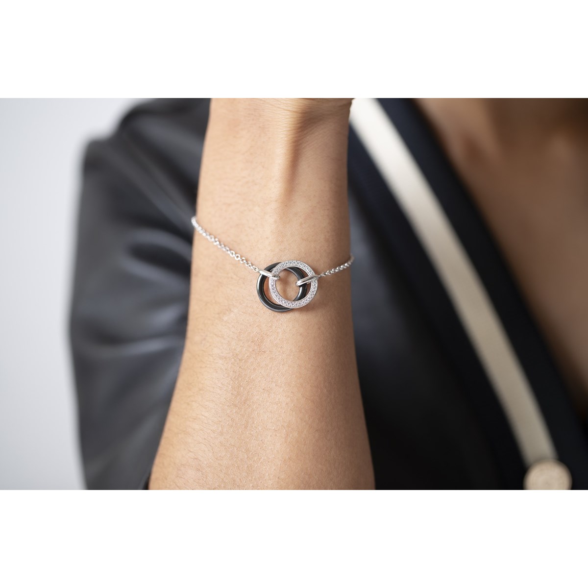Bracelet souple en Argent avec oxyde de zirconium blanc