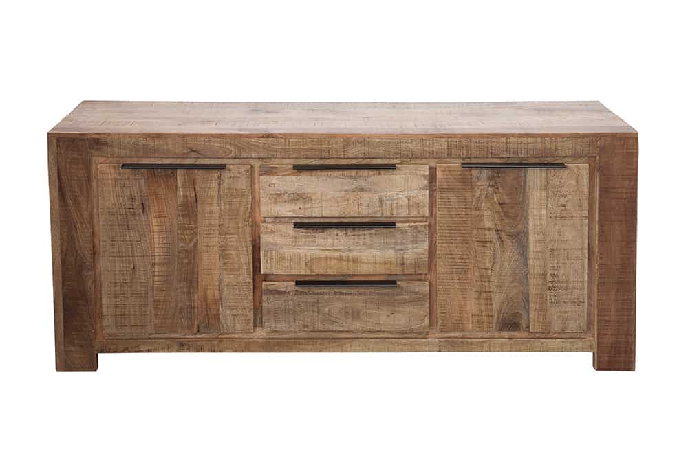 Massives Sideboard IRON CRAFT 175cm Mangoholz Kommode mit Schubladen Handarbeit
