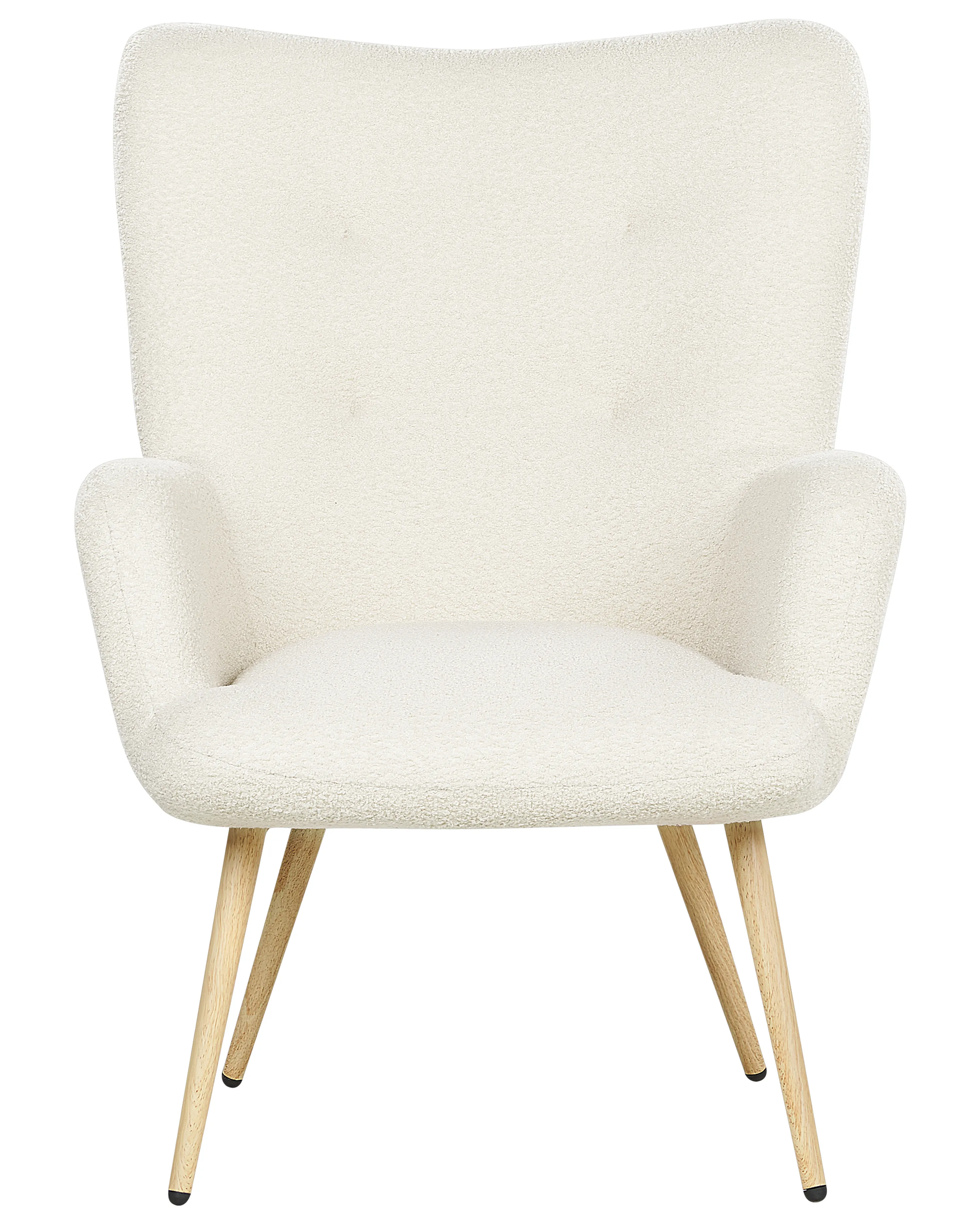 Oorfauteuil VEJLE met voetenbank Bouclé Gebroken wit