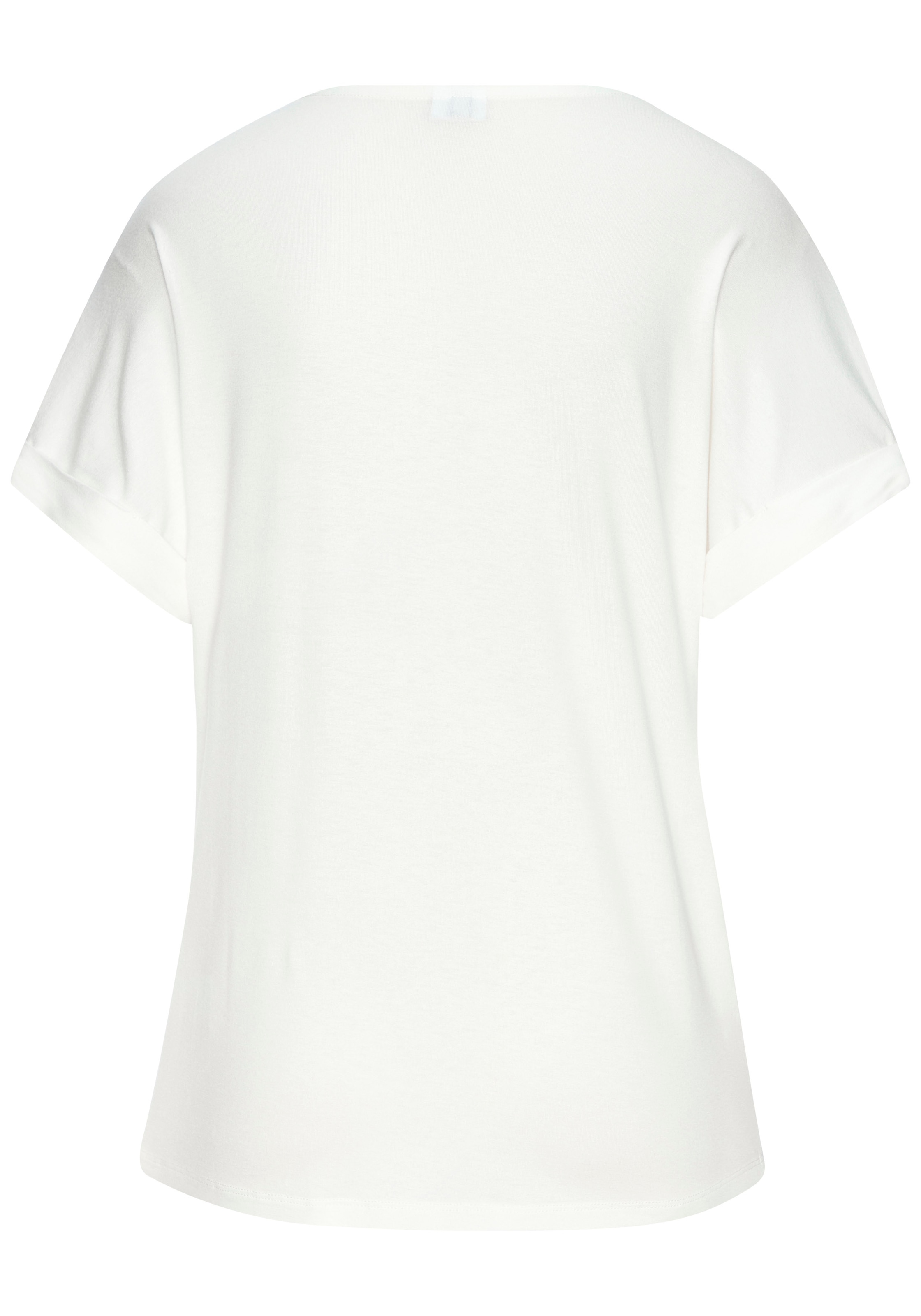 LASCANA Kurzarmshirt »mit schimmerndem Print« aus weichem Viskose-Stretch