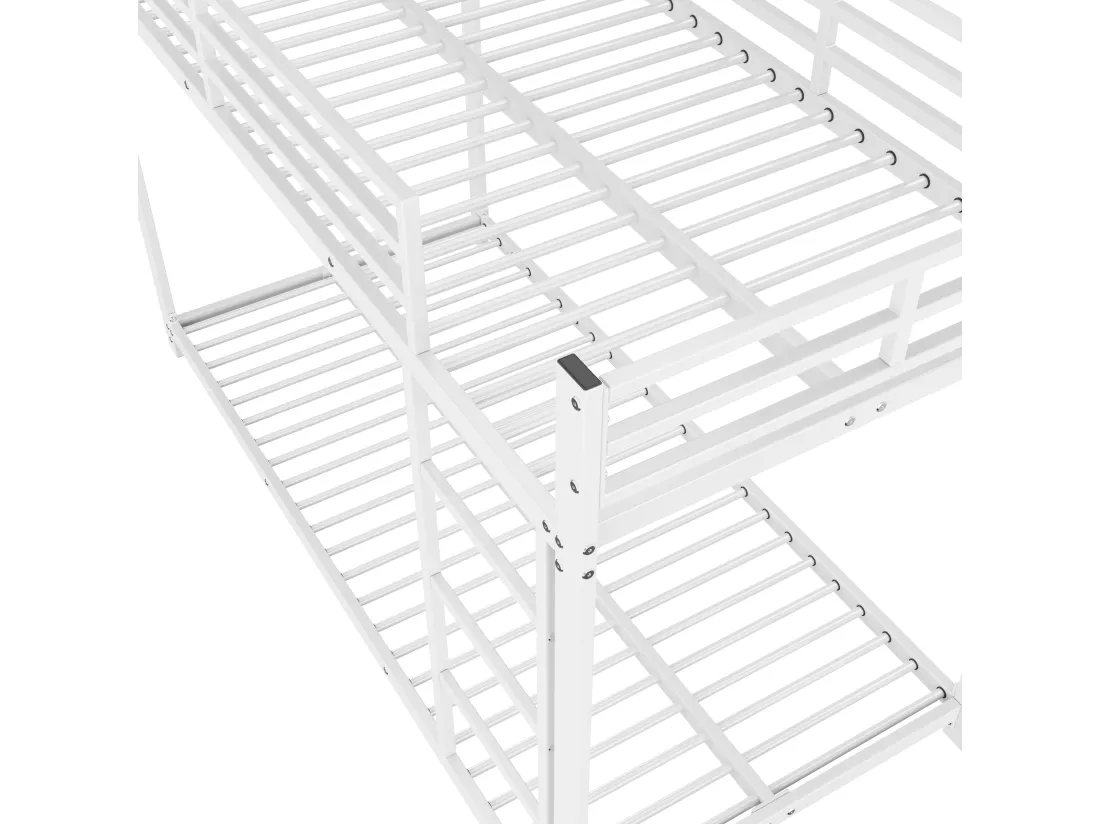Lit superposé pour enfant 90x200cm en fer - Blanc