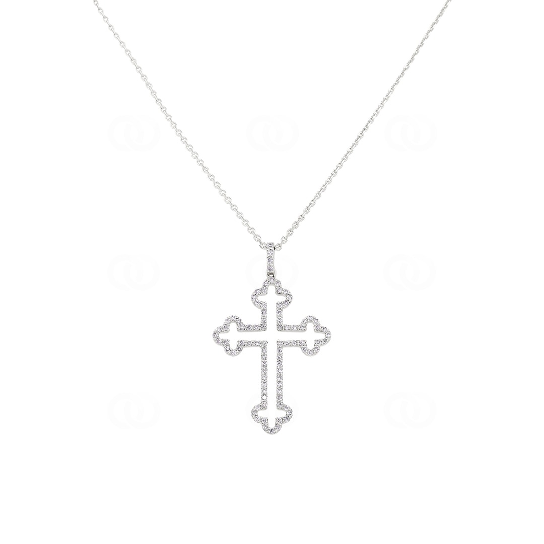 Collier mit Kreuzanhänger 750/18 K Weissgold mit Diamanten 0.31 ct H/si