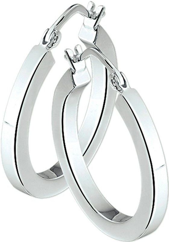 Oorringen - Zilver - Vierkante Buis - 3,0 mm - Hefboom-sluiting
