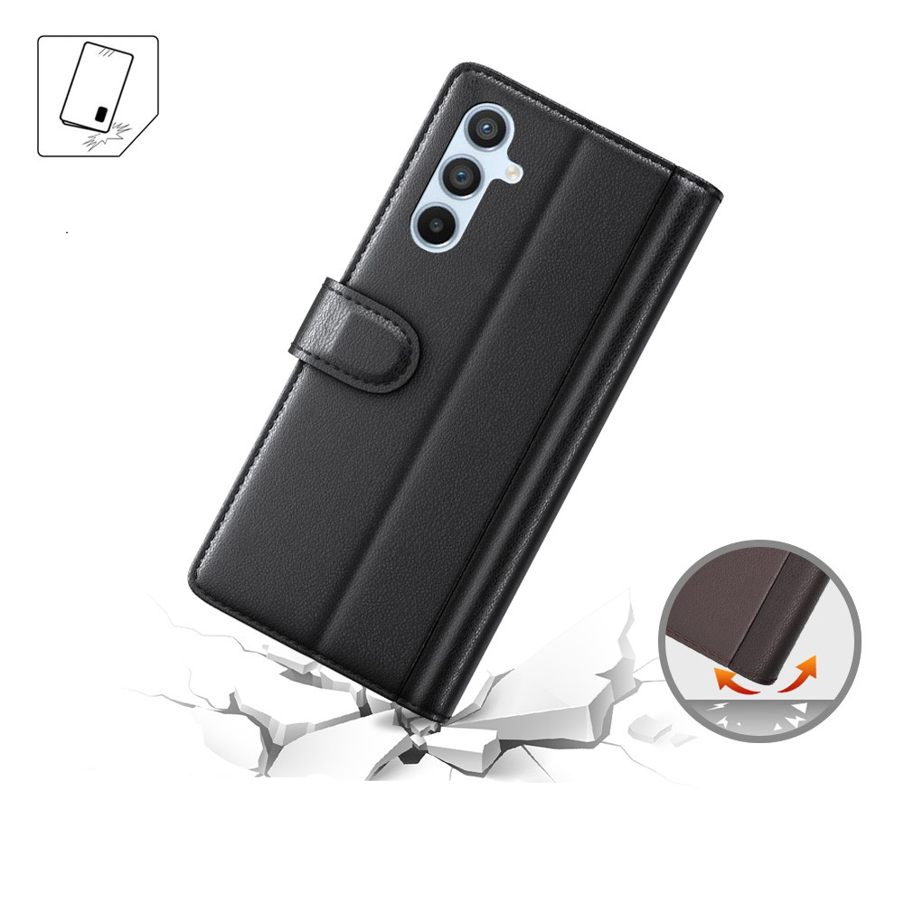 Samsung Galaxy A54 5G Echtleder Tasche Flip Cover mit Kartenfächer - Braun