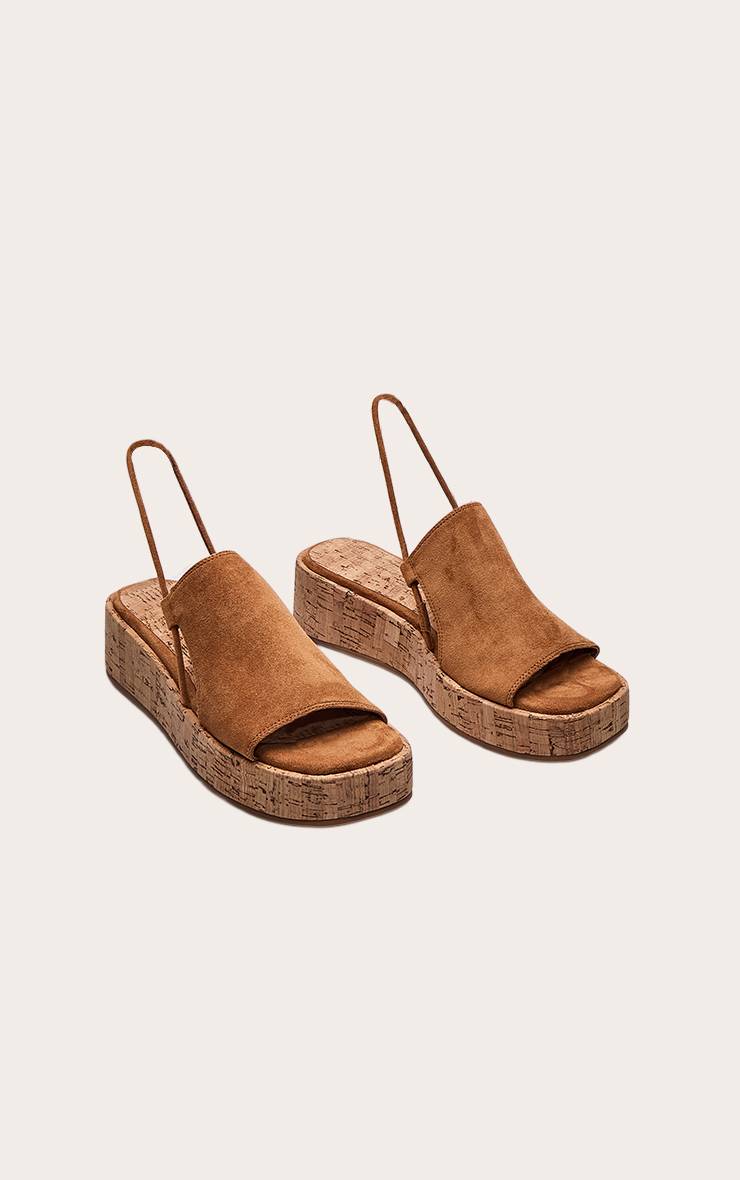 Marron Sandales À Plateforme En Synthétique Avec Bride Arrière