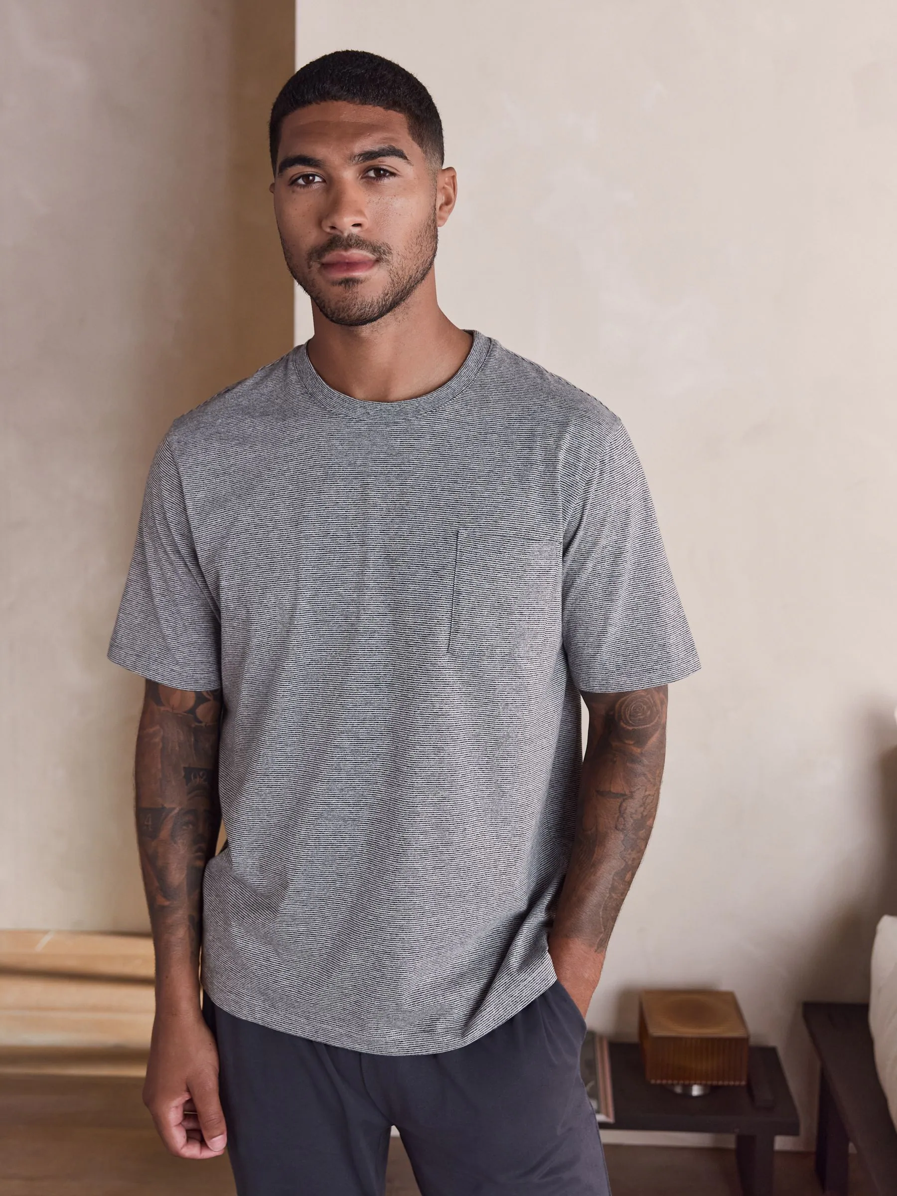 Grijs - Short Sleeve Cuffed Jersey Pyjamas Set
