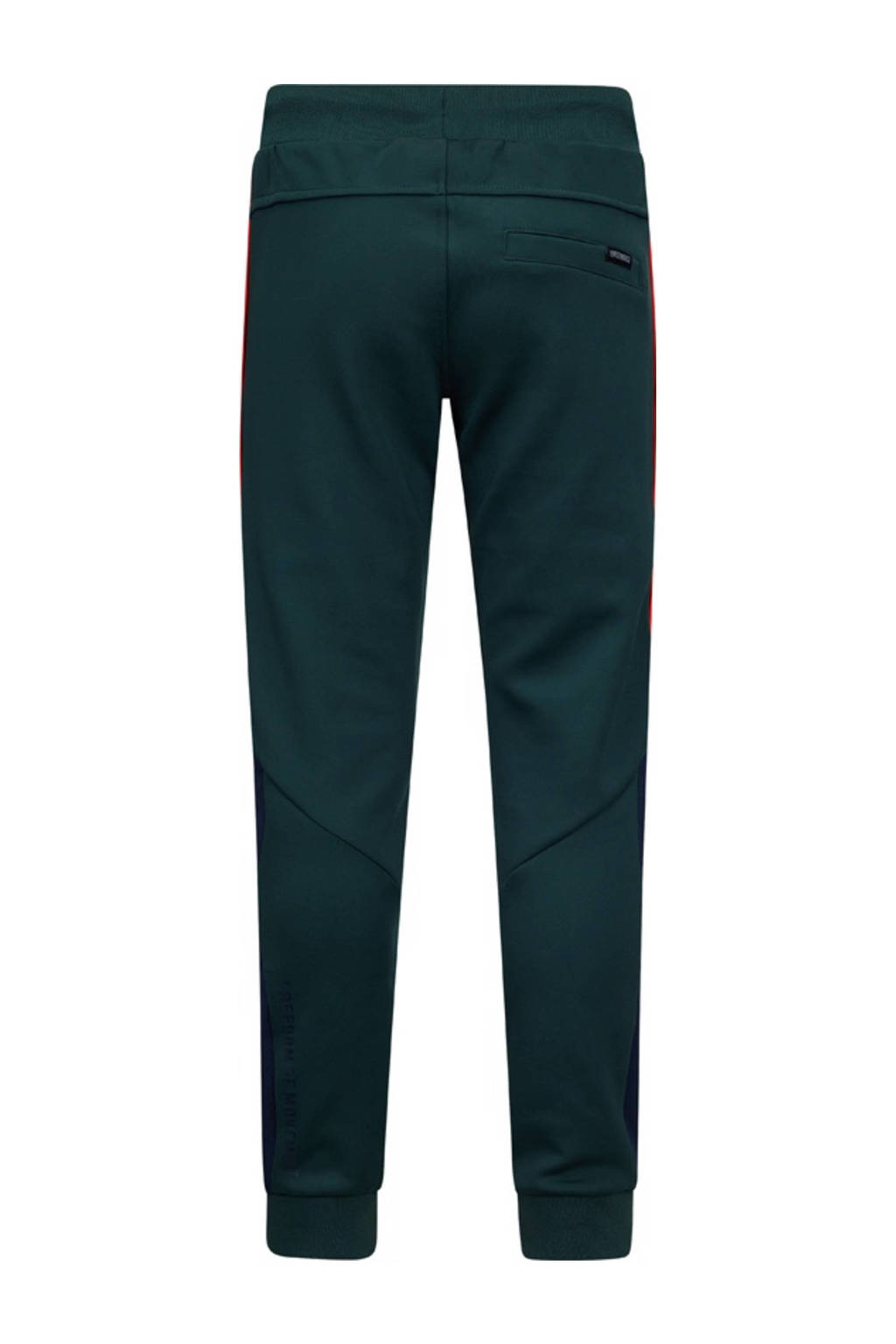 Retour Jeans slim fit joggingbroek Runner met zijstreep donkergroen/rood