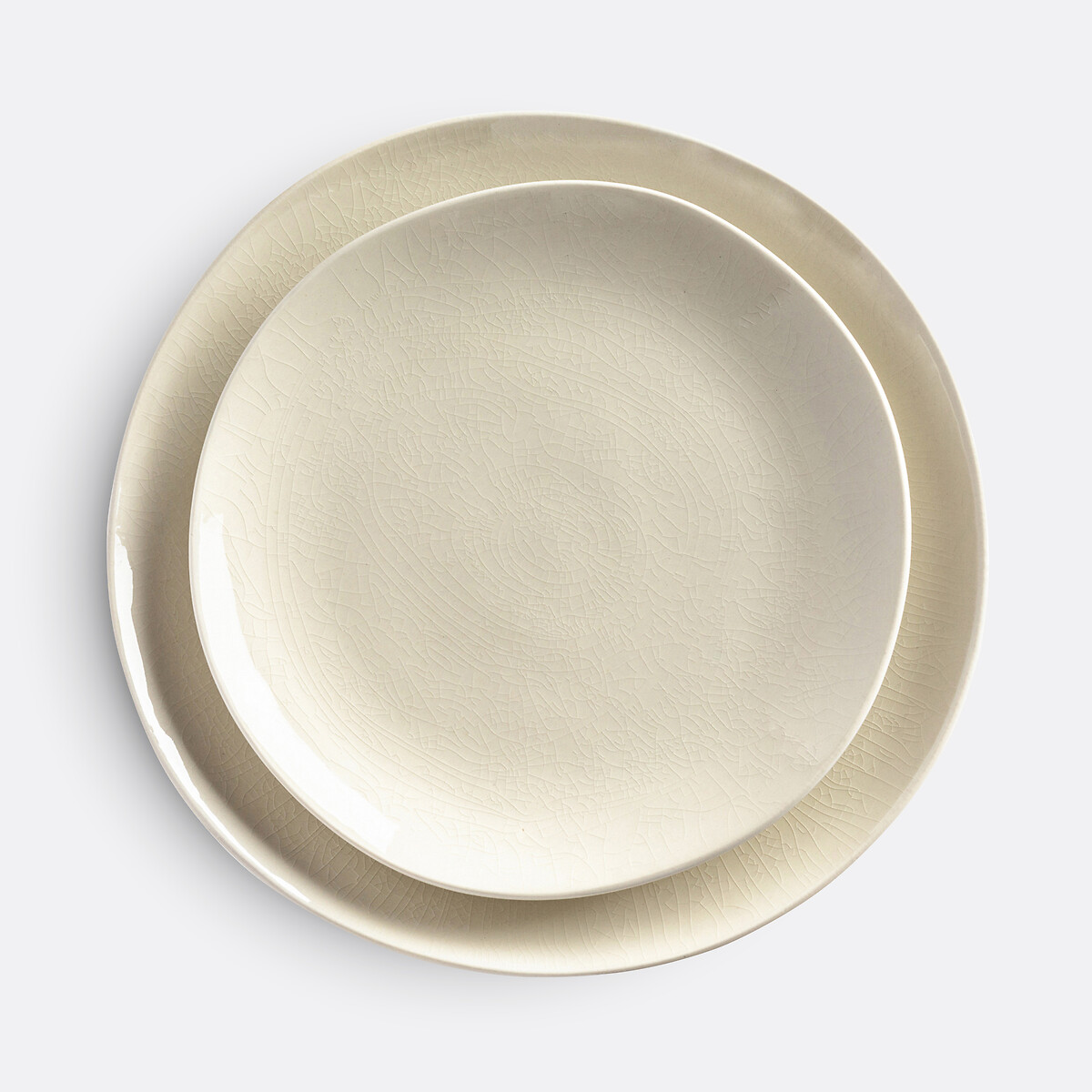 LA REDOUTE INTERIEURS<br>Conjunto de 4 pratos planos com efeito craquelado, Gogain
