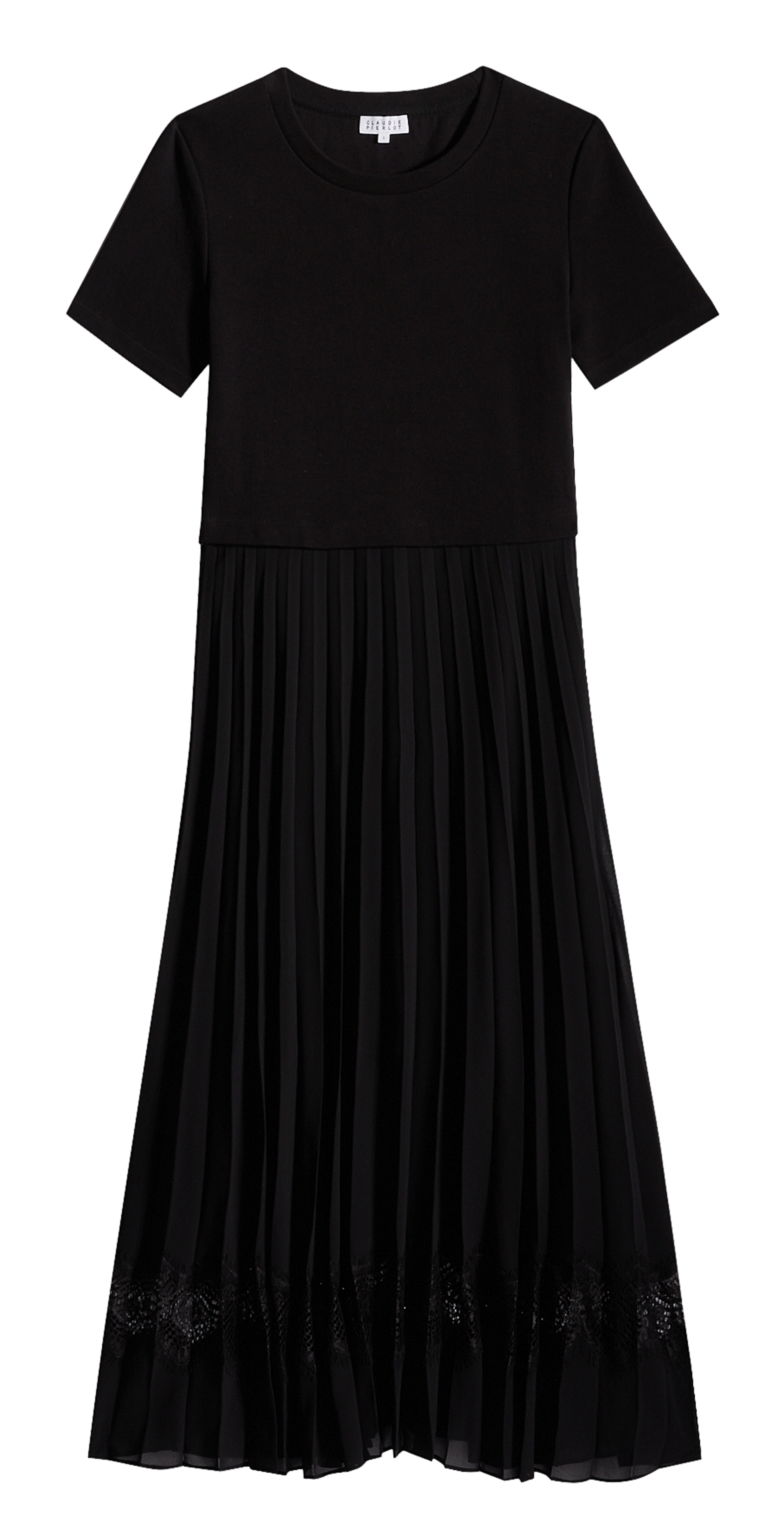 Robe midi bi-matière | Noir