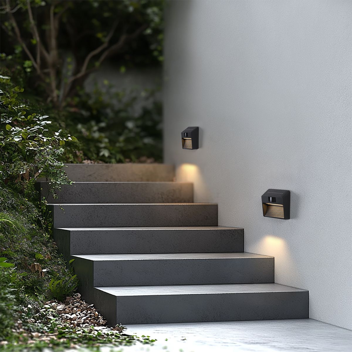 Wandlamp zwart incl. LED IP54 met bewegingssensor solar - Border