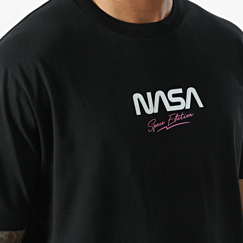 Tee Shirt Oversize Large Space Edition Noir Rose Fluo